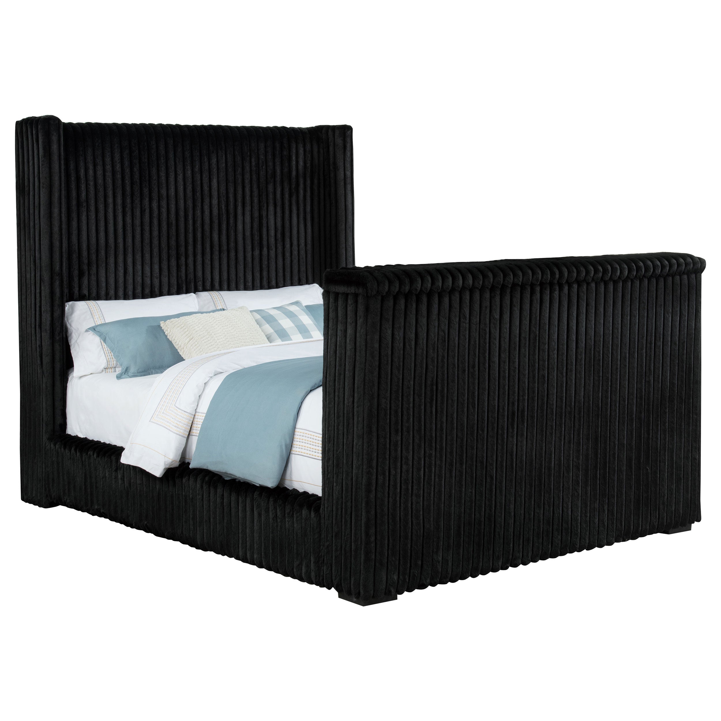 Centergrove Upholstered Queen Wingback TV Bed Black — view 4