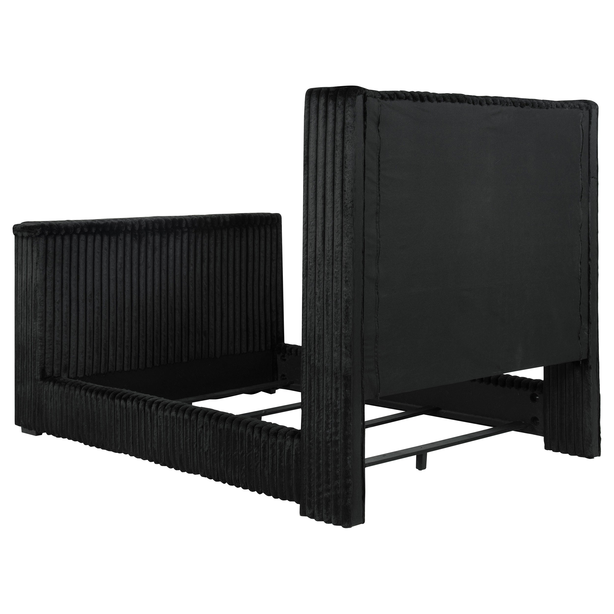 Centergrove Upholstered Queen Wingback TV Bed Black — view 7