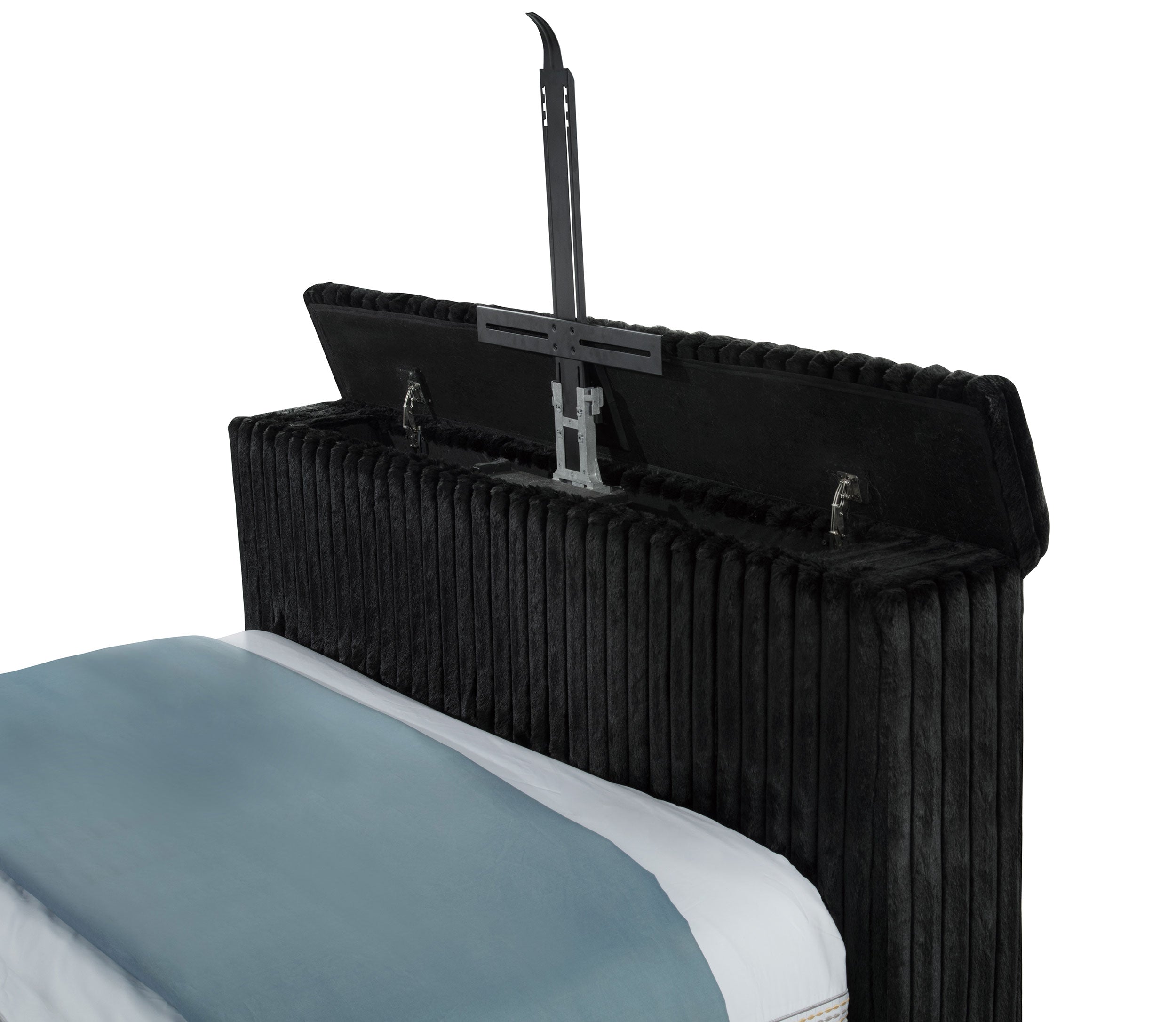 Centergrove Upholstered Queen Wingback TV Bed Black — view 10