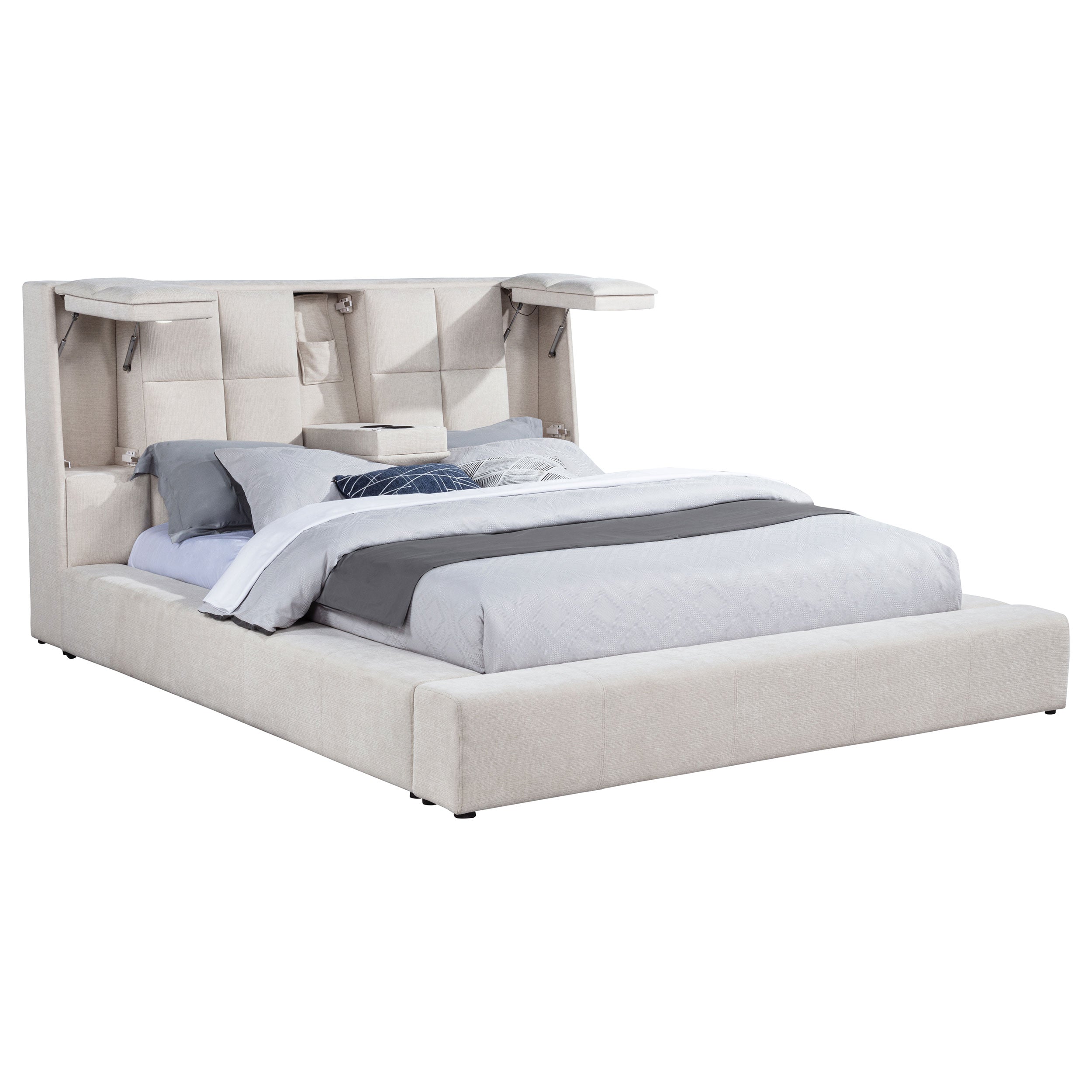 Dreux Upholstered Eastern King Panel Platform Bed Cream — view 5