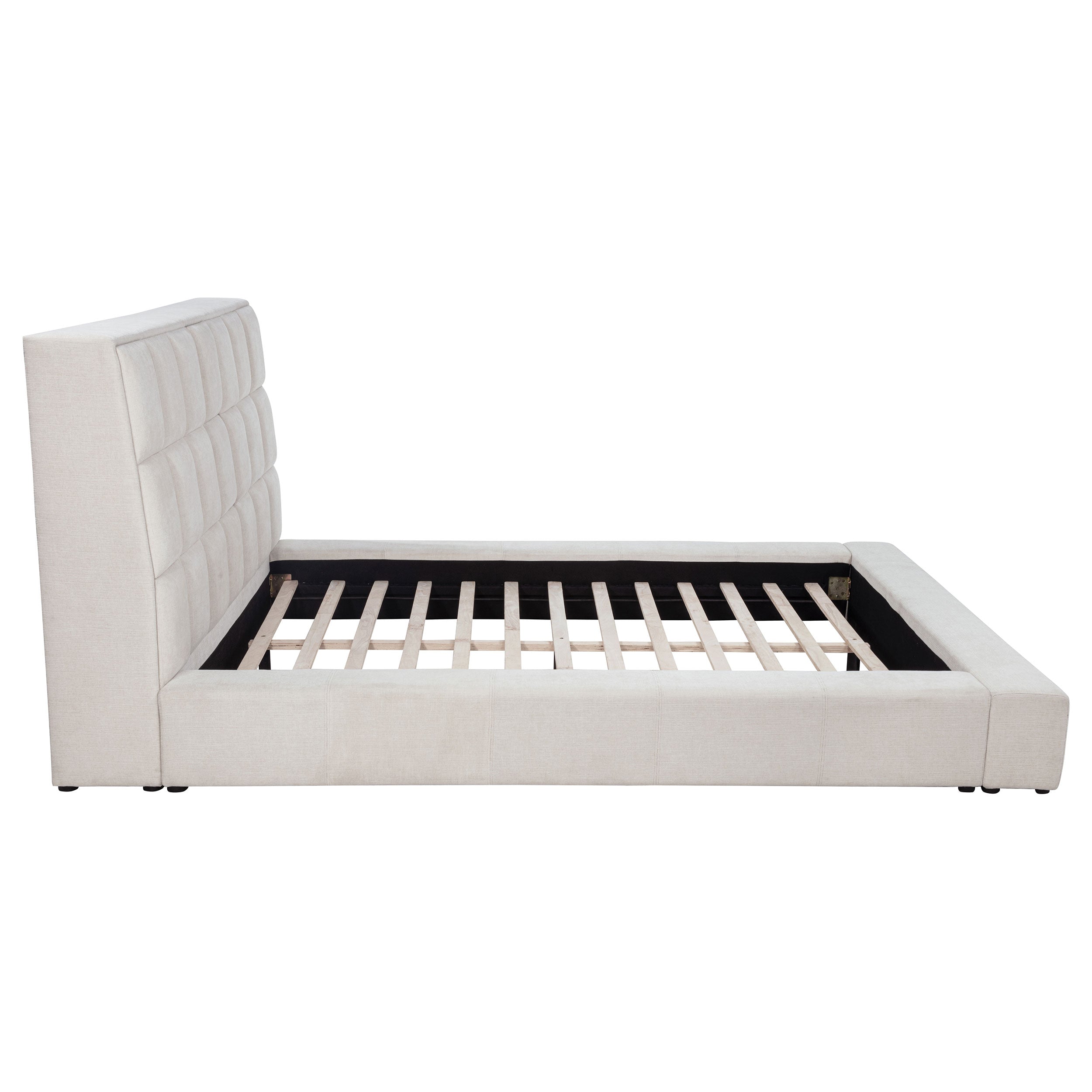 Dreux Upholstered Eastern King Panel Platform Bed Cream — view 8