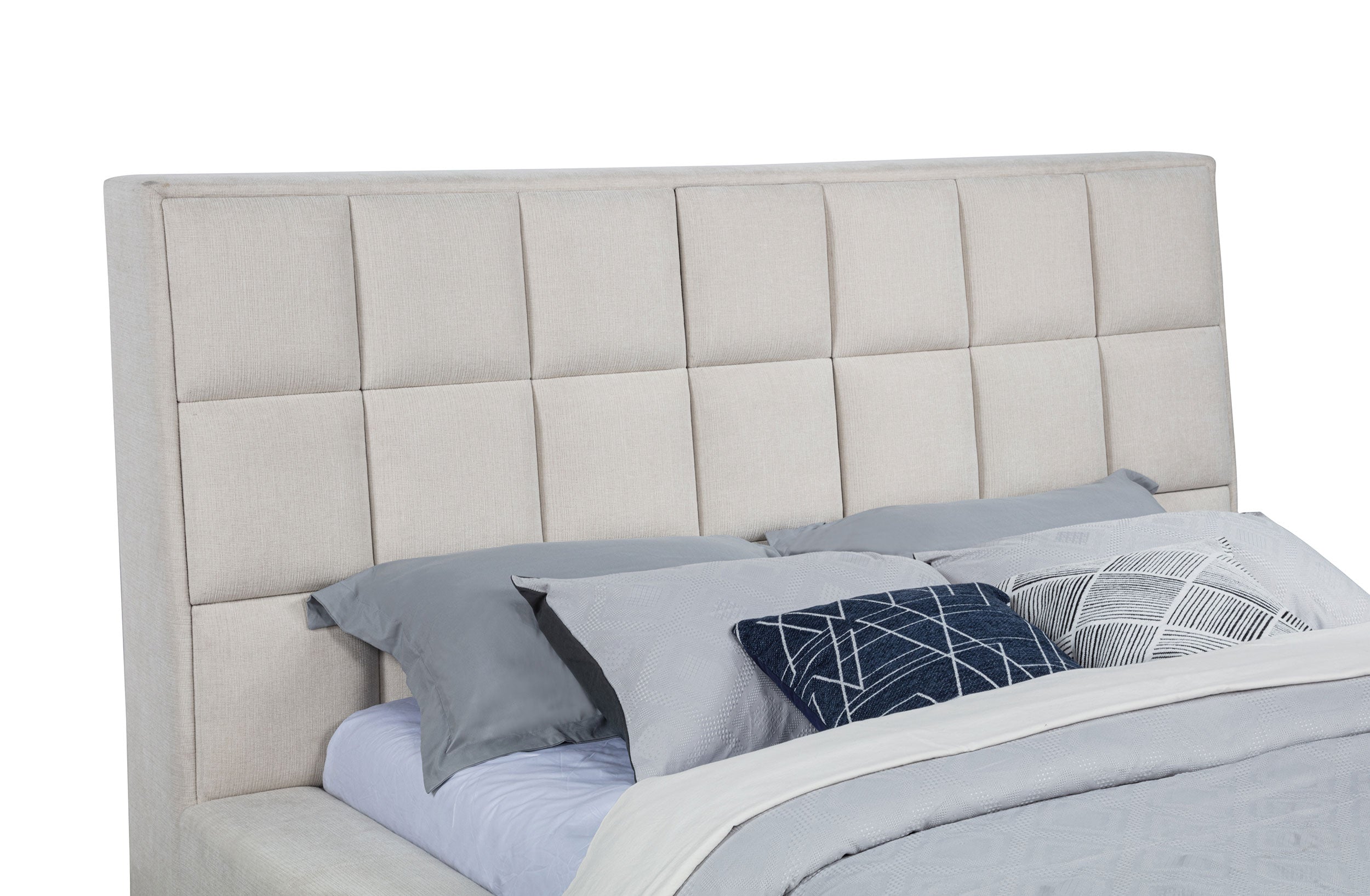 Dreux Upholstered Eastern King Panel Platform Bed Cream — view 9