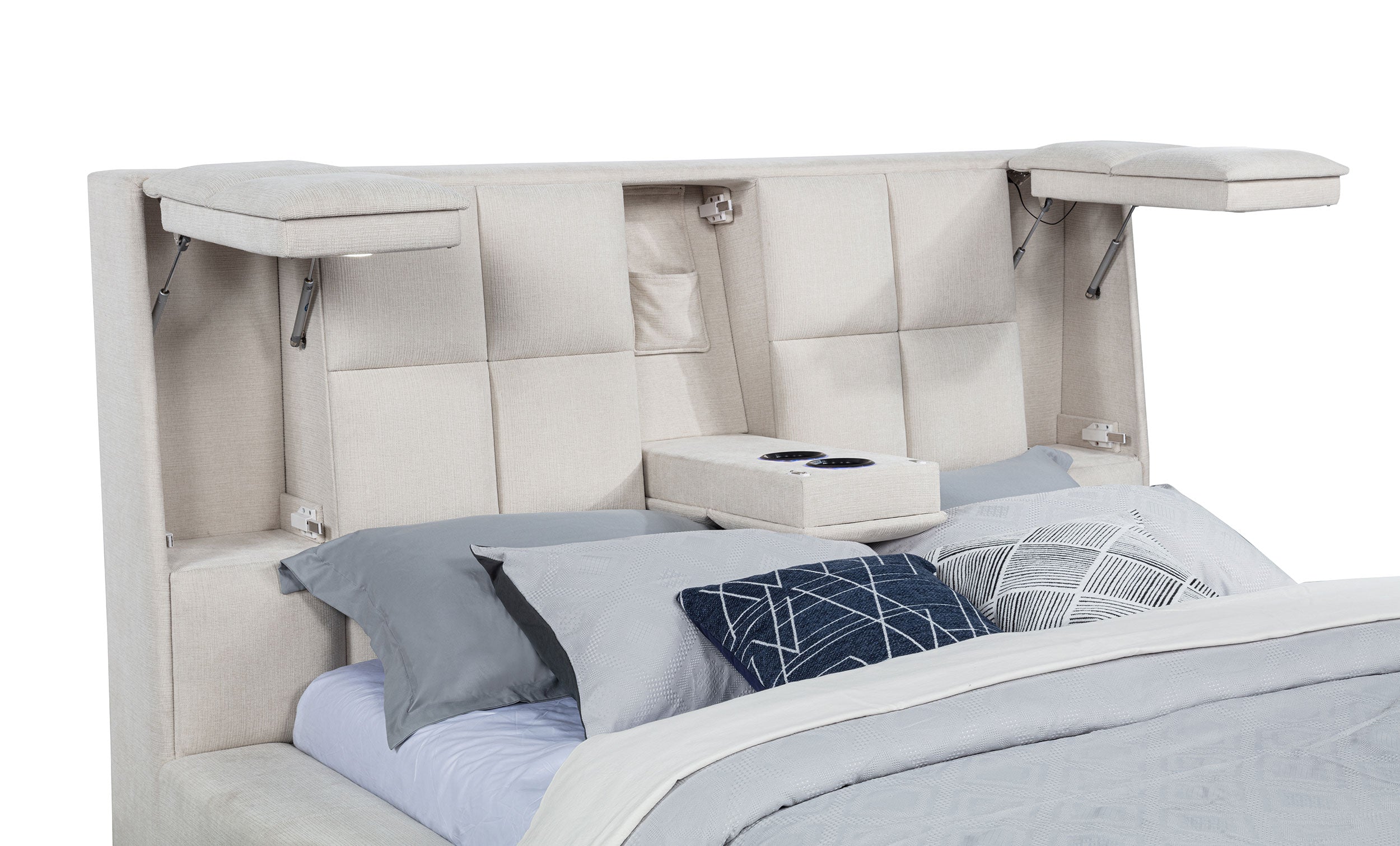 Dreux Upholstered California King Panel Platform Bed Cream — view 11