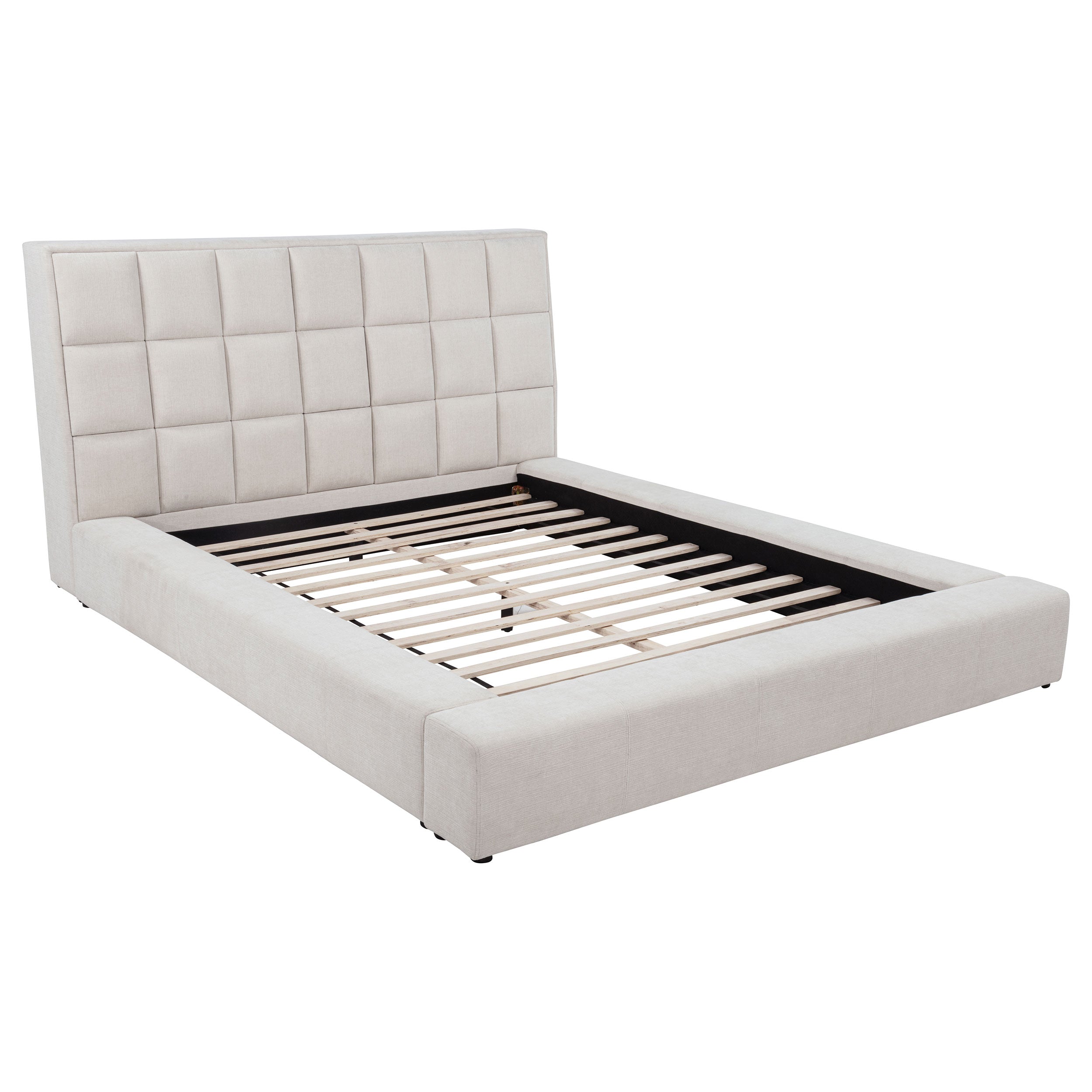 Dreux Upholstered Queen Panel Platform Bed Cream — view 1