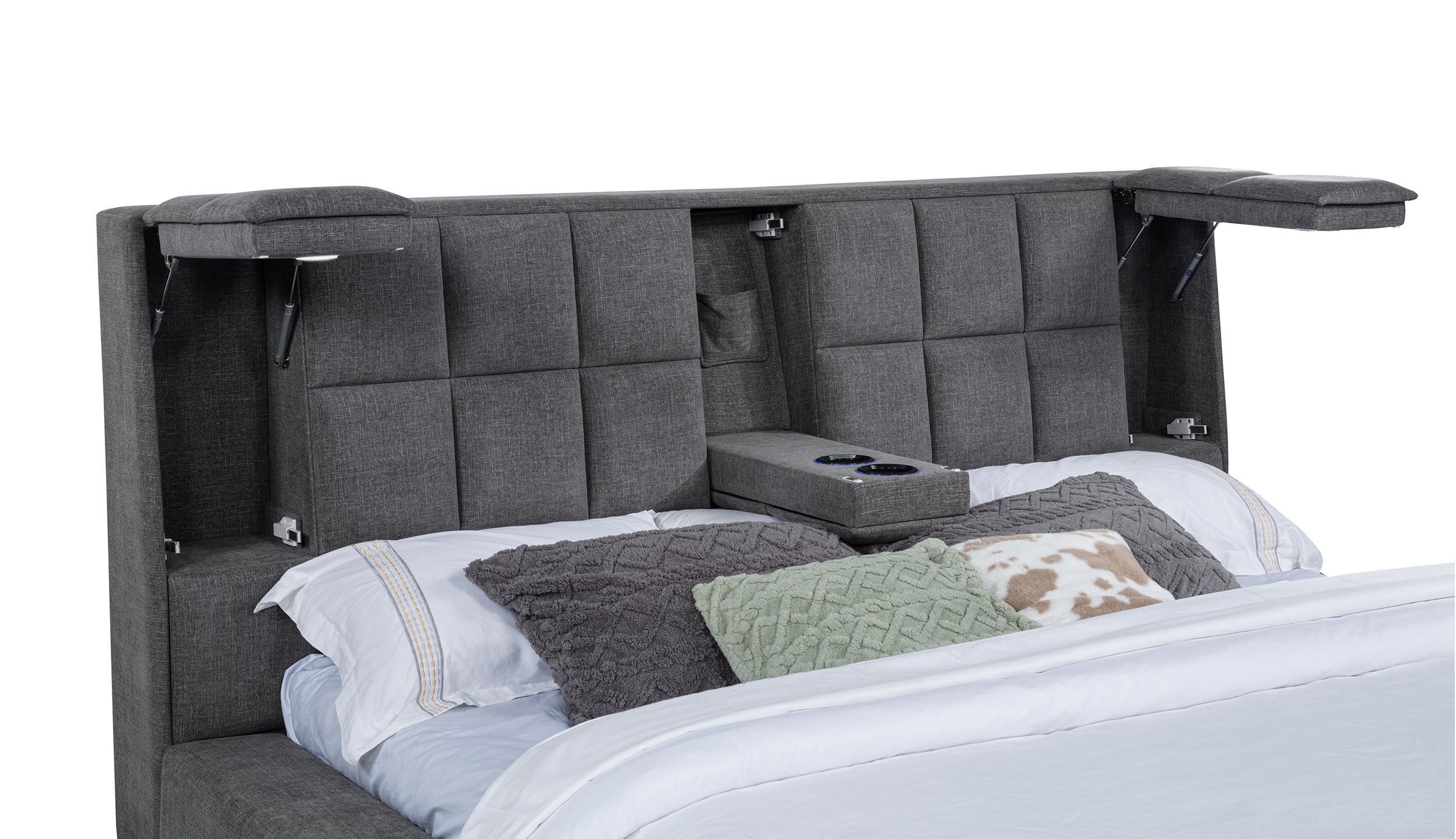 Dreux Upholstered Queen Panel Platform Bed Grey — view 10