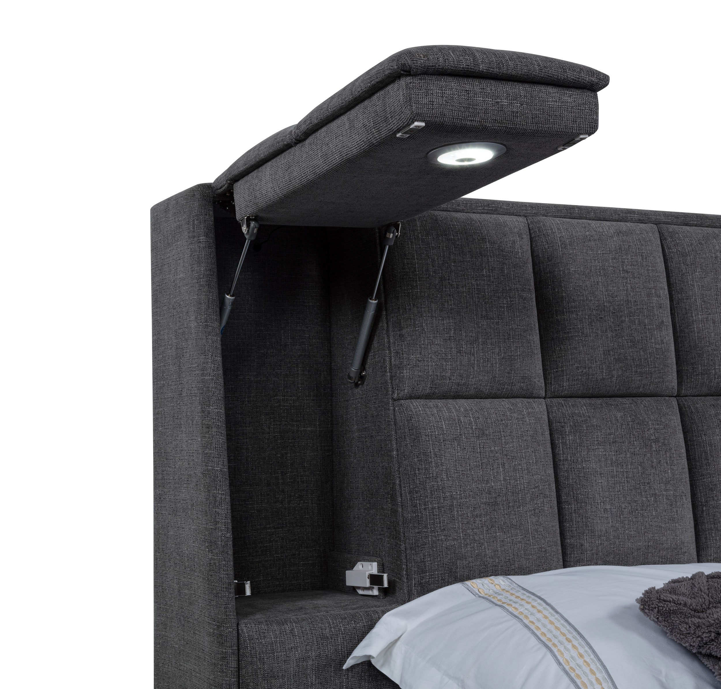 Dreux Upholstered Queen Panel Platform Bed Grey — view 11