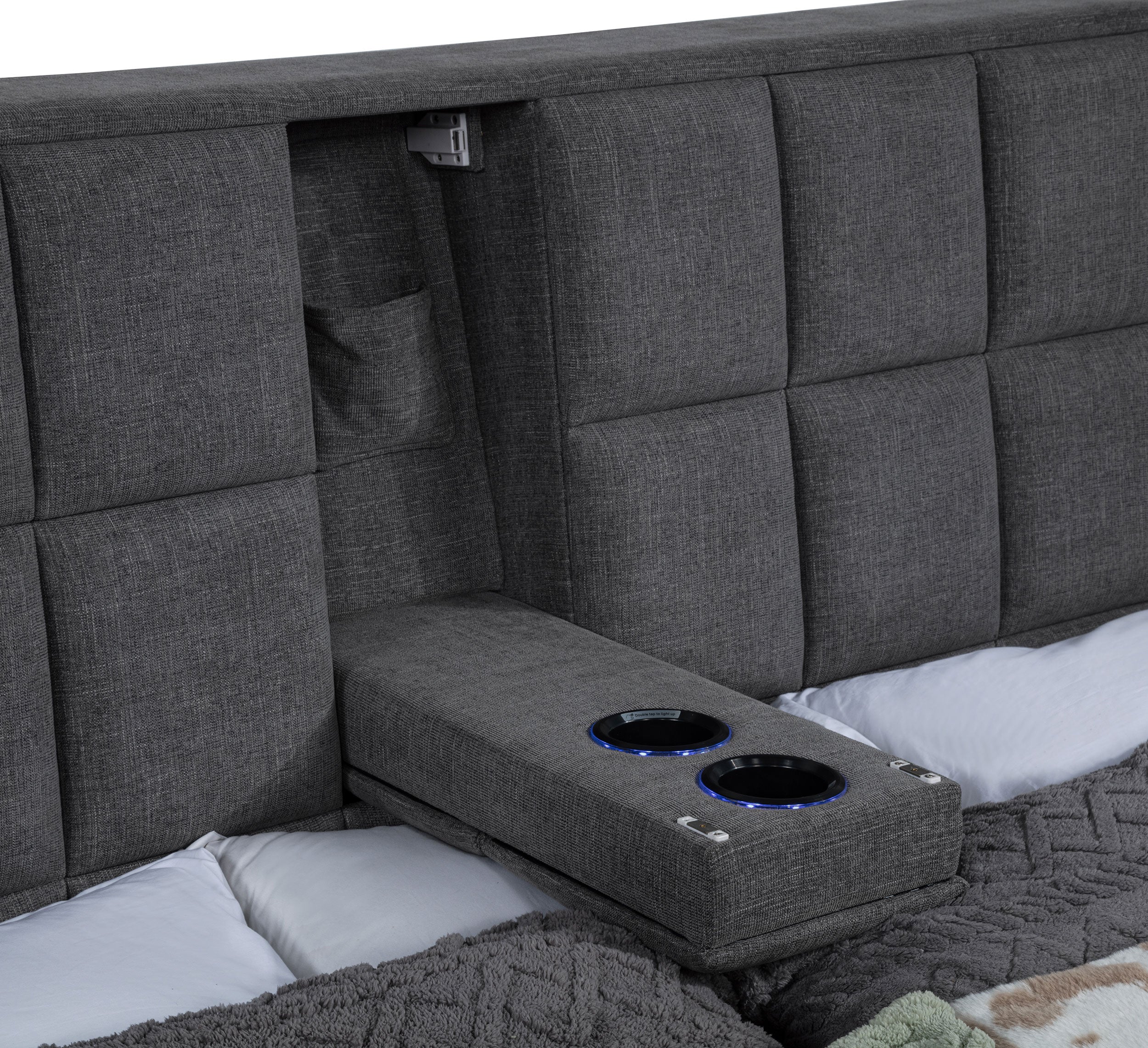 Dreux Upholstered Queen Panel Platform Bed Grey — view 12