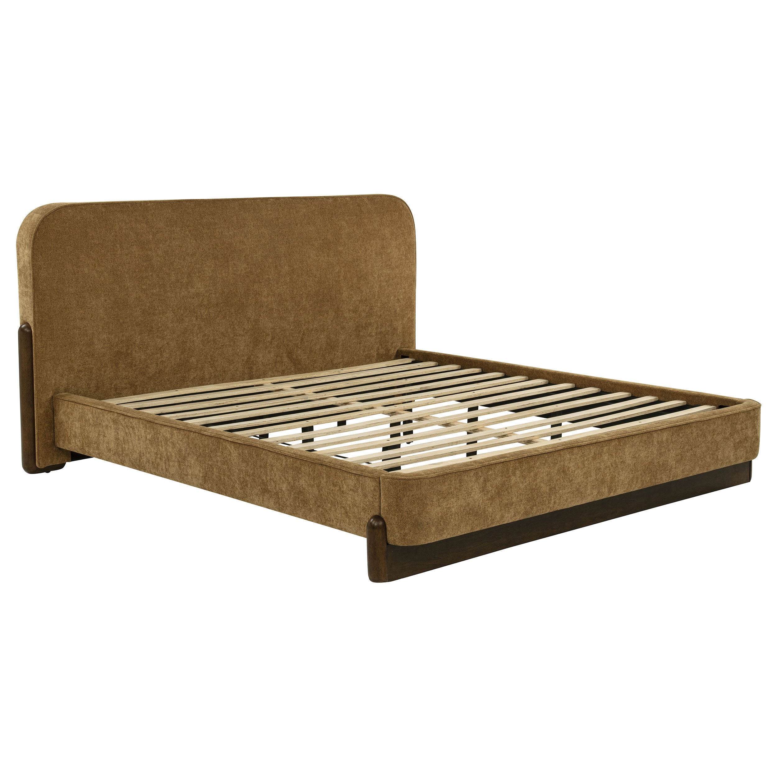 Baldacci Upholstered Eastern King Platform Bed Curry and Walnut — view 1
