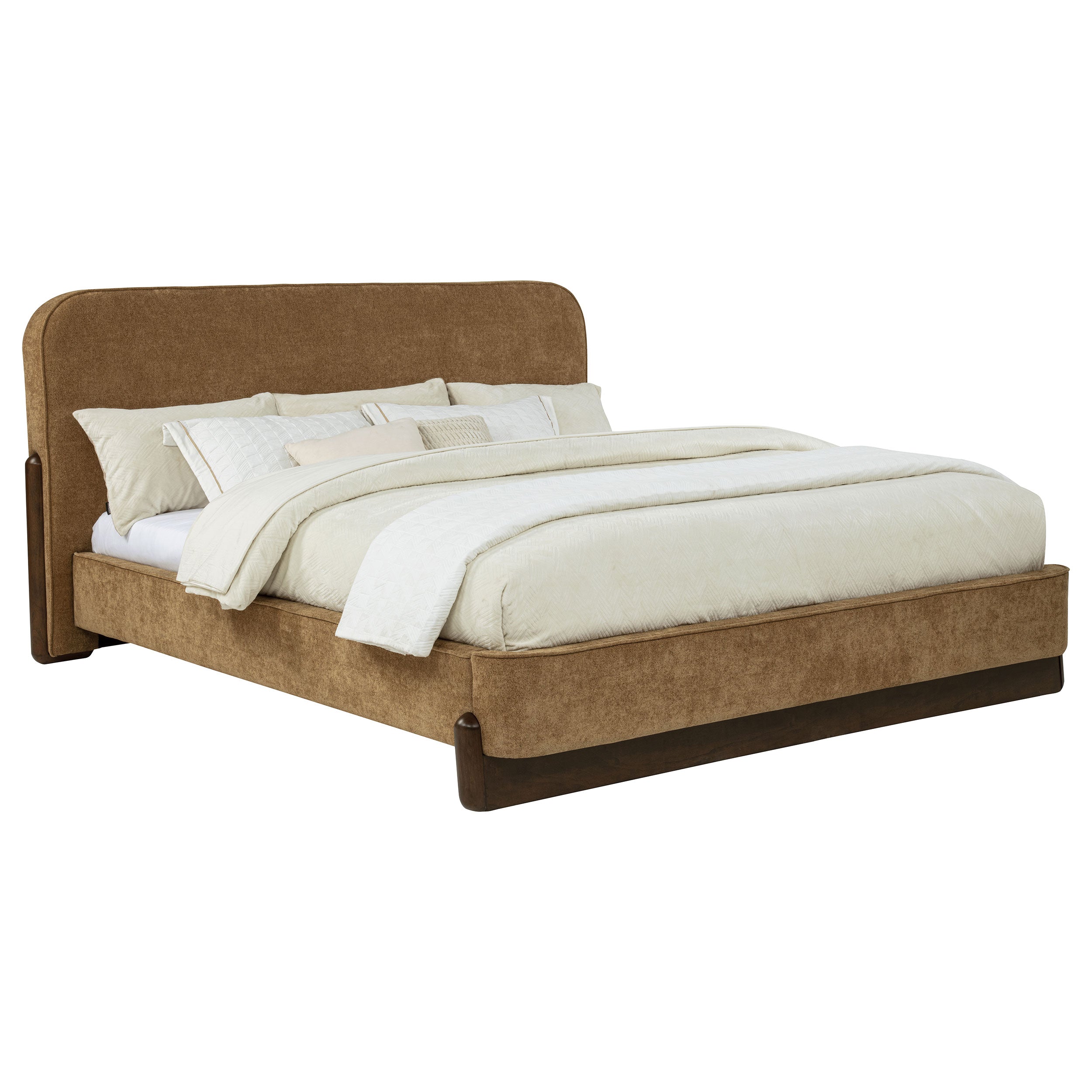 Baldacci Upholstered California King Platform Bed Curry and Walnut — view 3