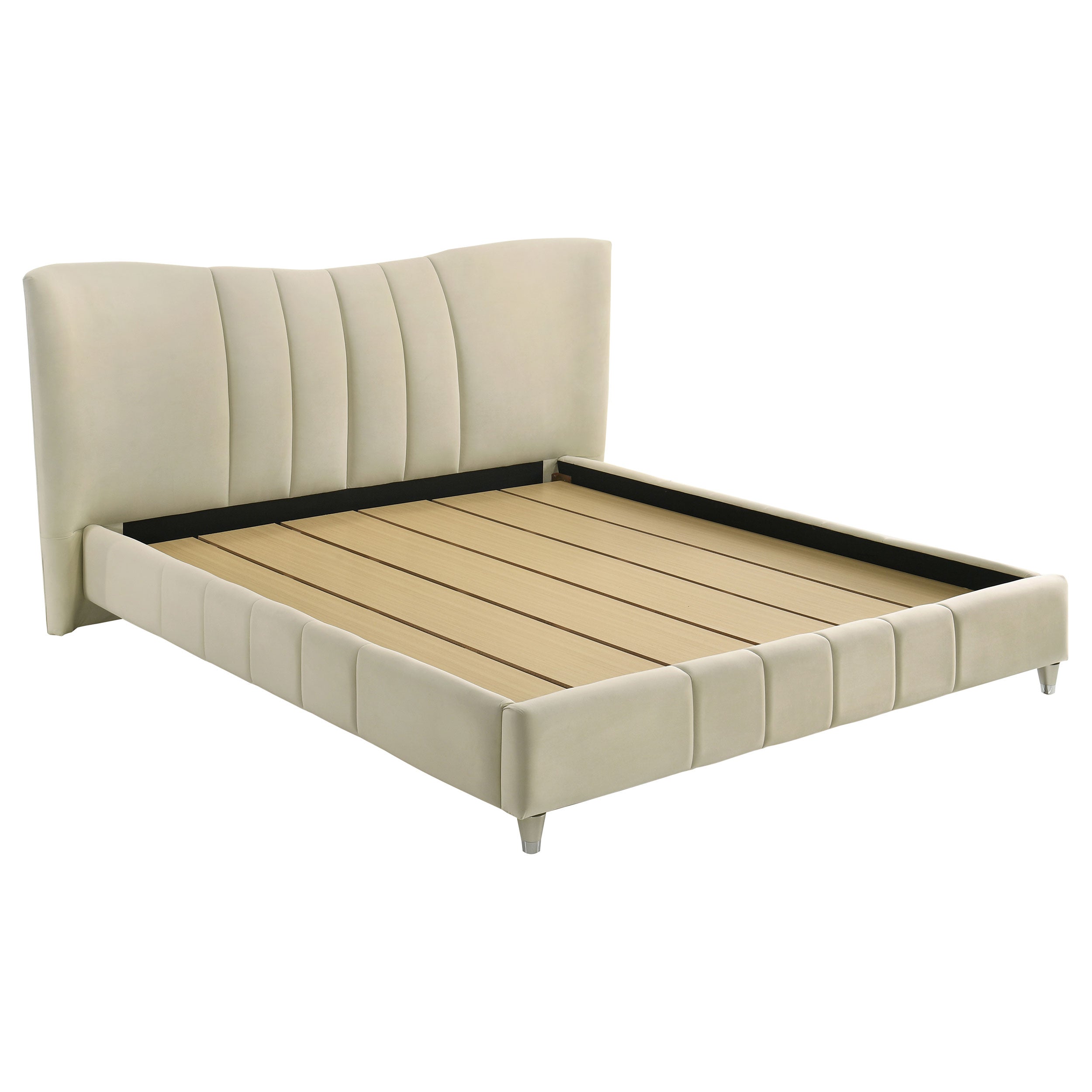 Evelyn Upholstered Eastern King Panel Platform Bed Ivory — view 1