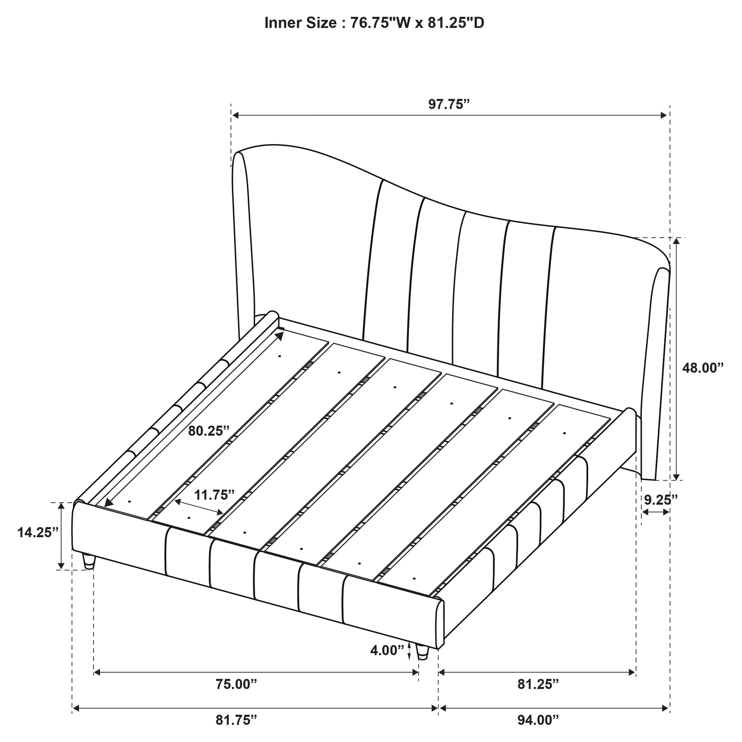 Evelyn Upholstered Eastern King Panel Platform Bed Ivory — view 11