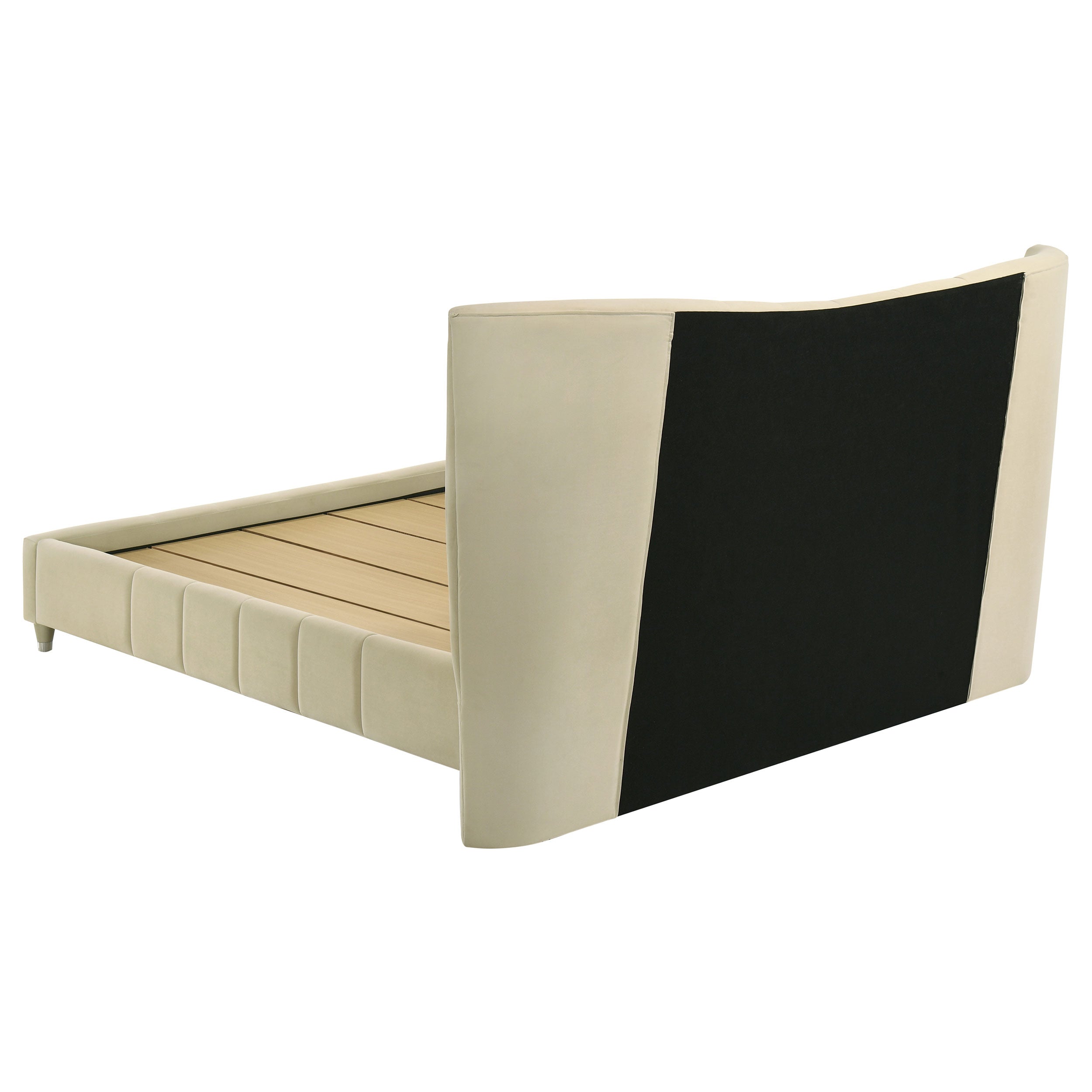 Evelyn Upholstered Queen Panel Platform Bed Ivory — view 6