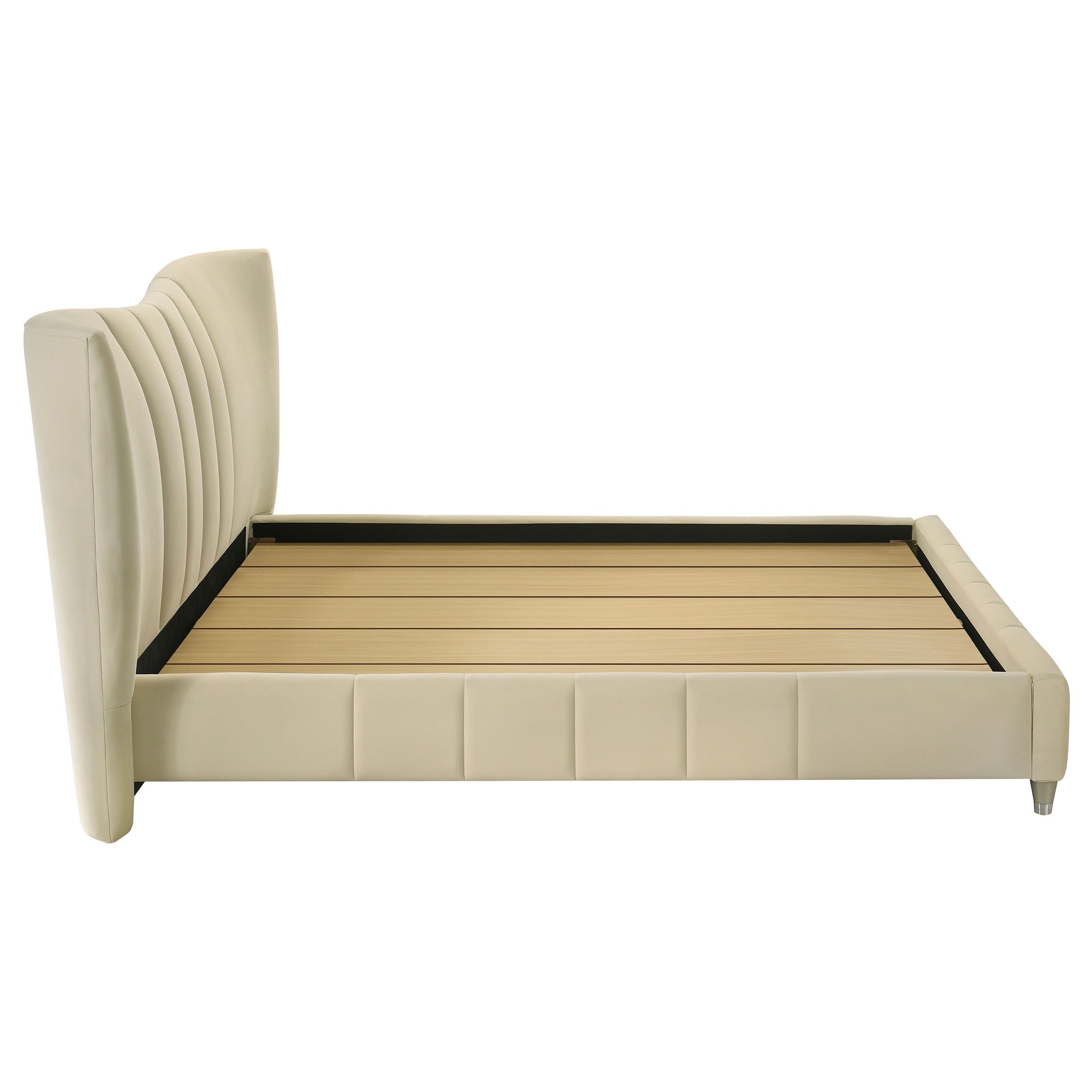 Evelyn Upholstered Queen Panel Platform Bed Ivory — view 7