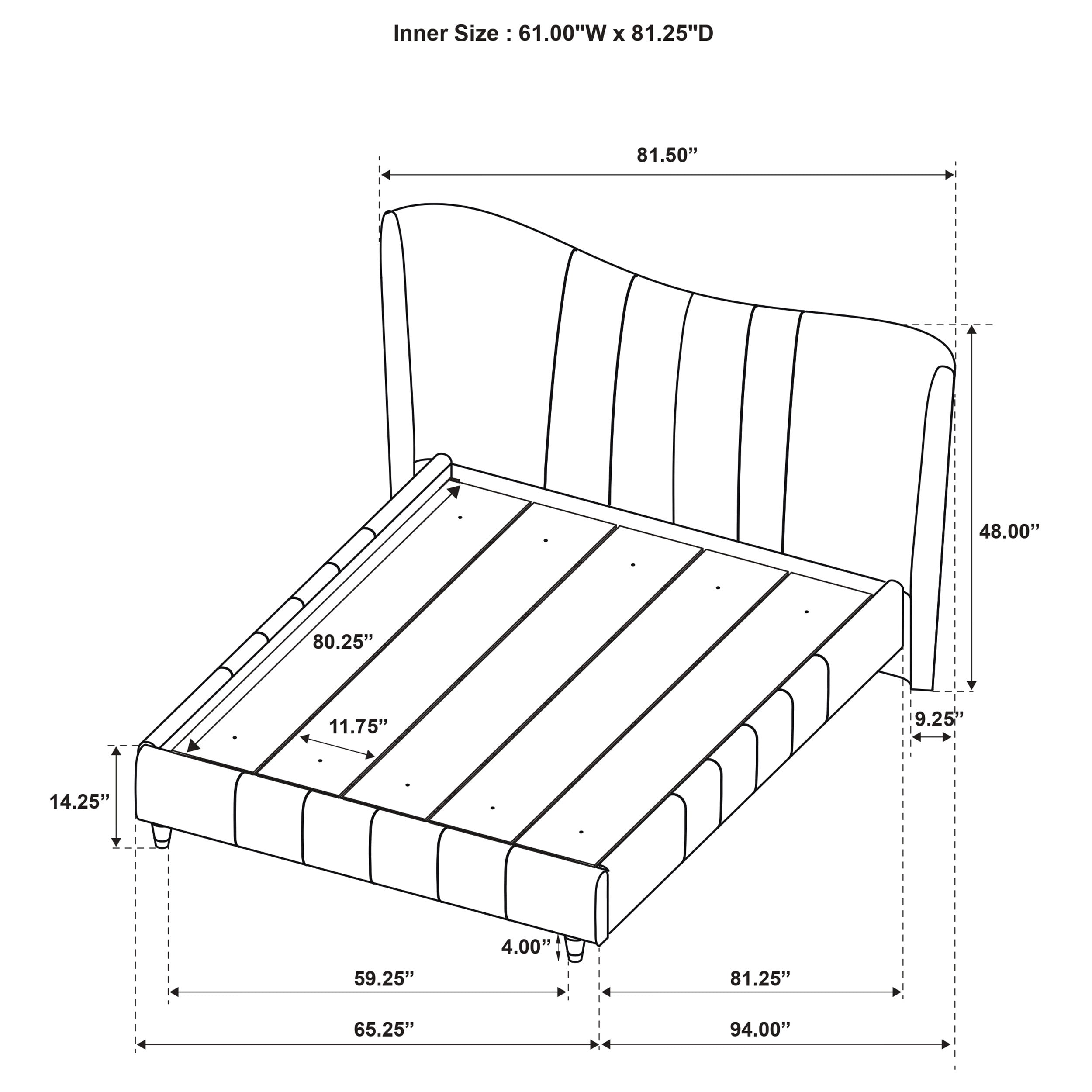 Evelyn Upholstered Queen Panel Platform Bed Ivory — view 11
