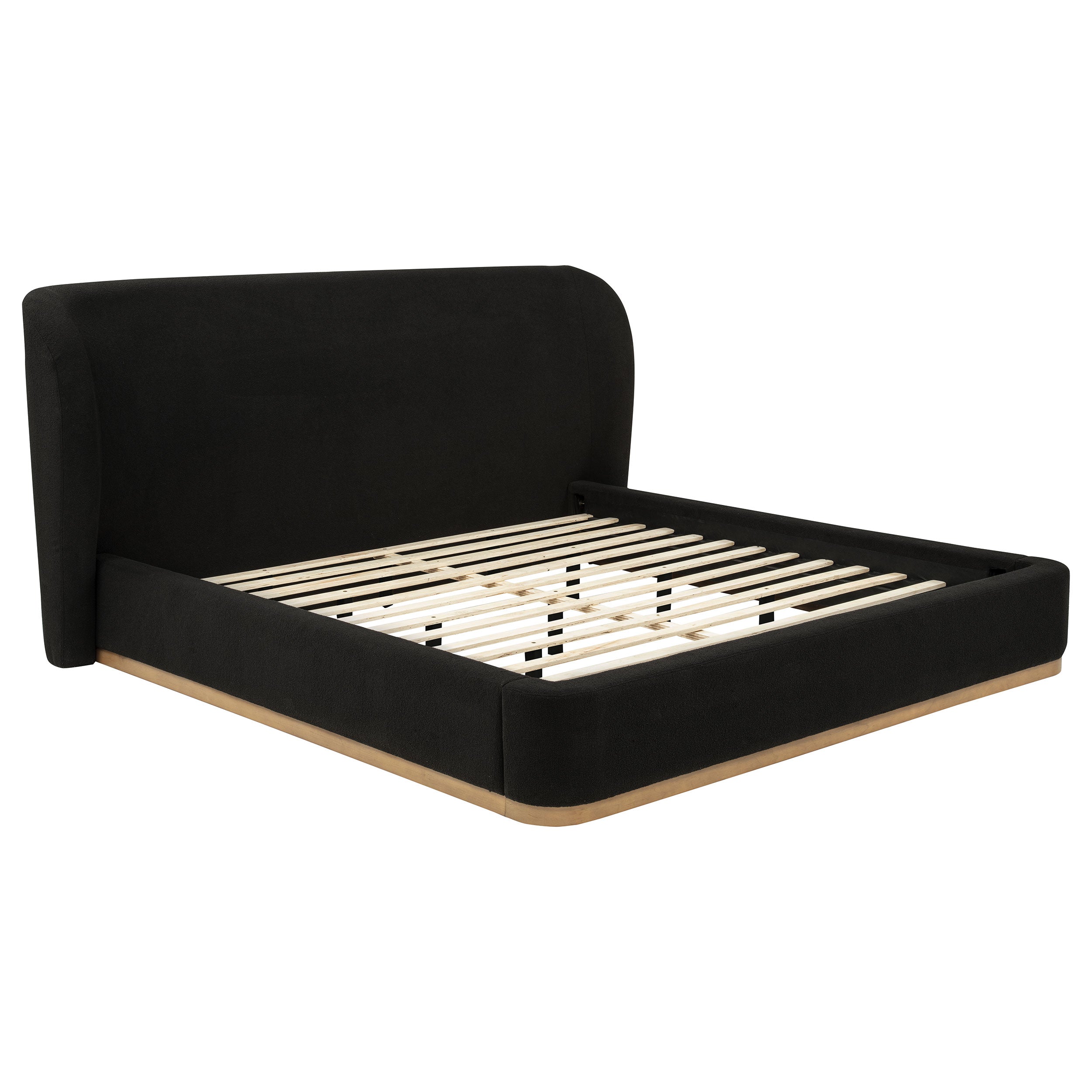 Blaire Upholstered Eastern King Wingback Platform Bed Black — view 1
