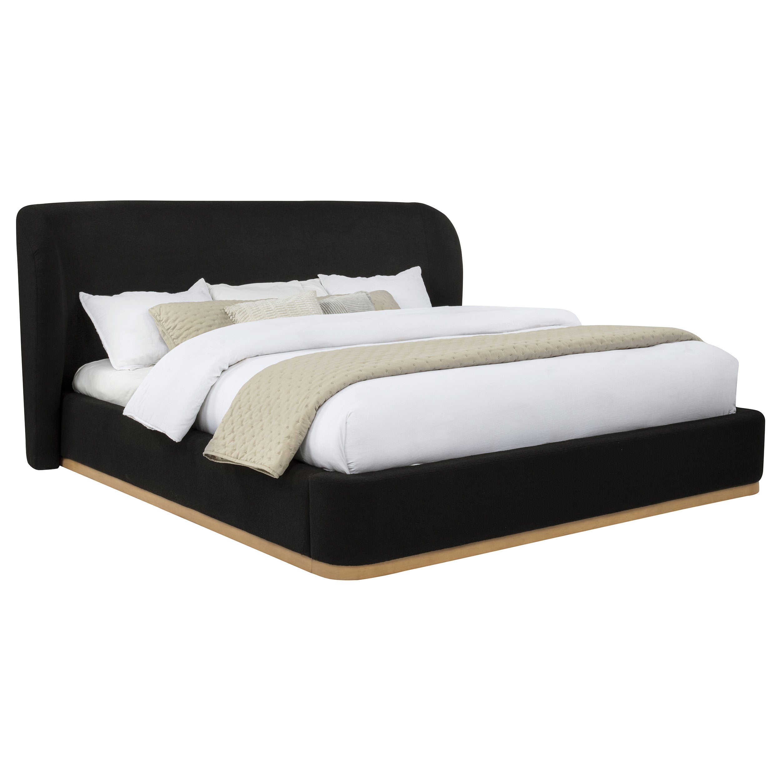 Blaire Upholstered Eastern King Wingback Platform Bed Black — view 3