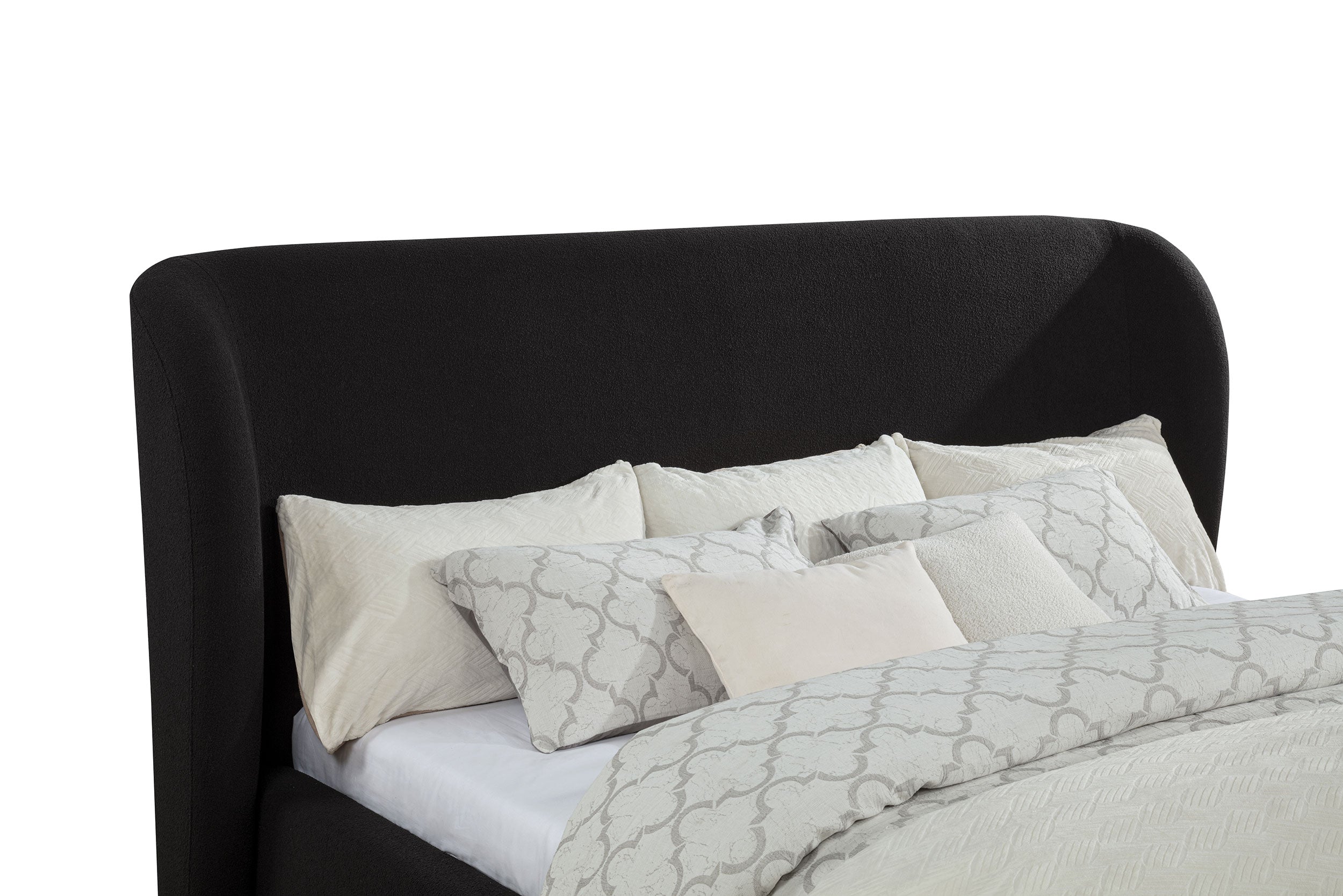 Blaire Upholstered California King Wingback Platform Bed Black — view 7