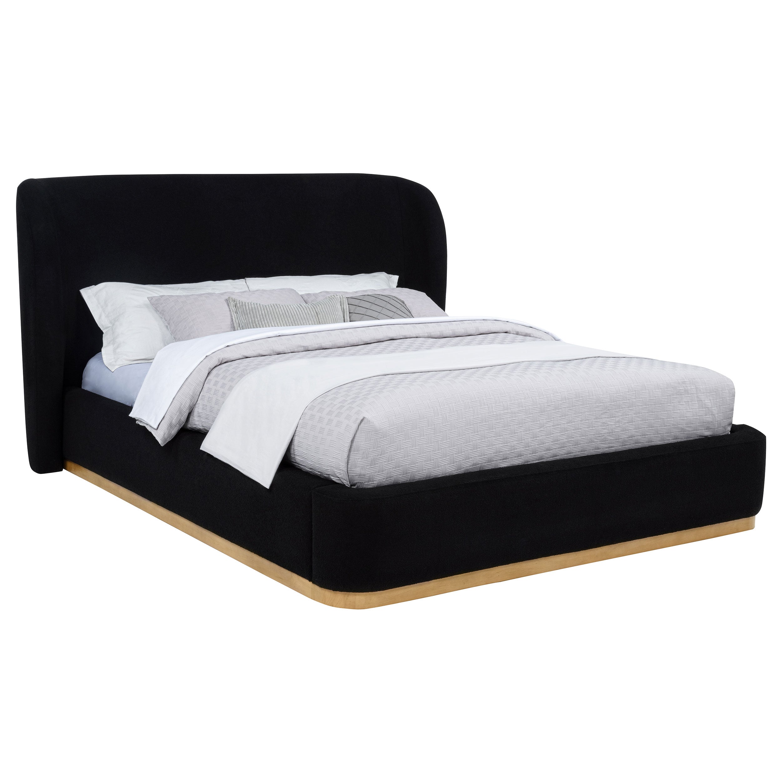 Blaire Upholstered Queen Wingback Platform Bed Black — view 3