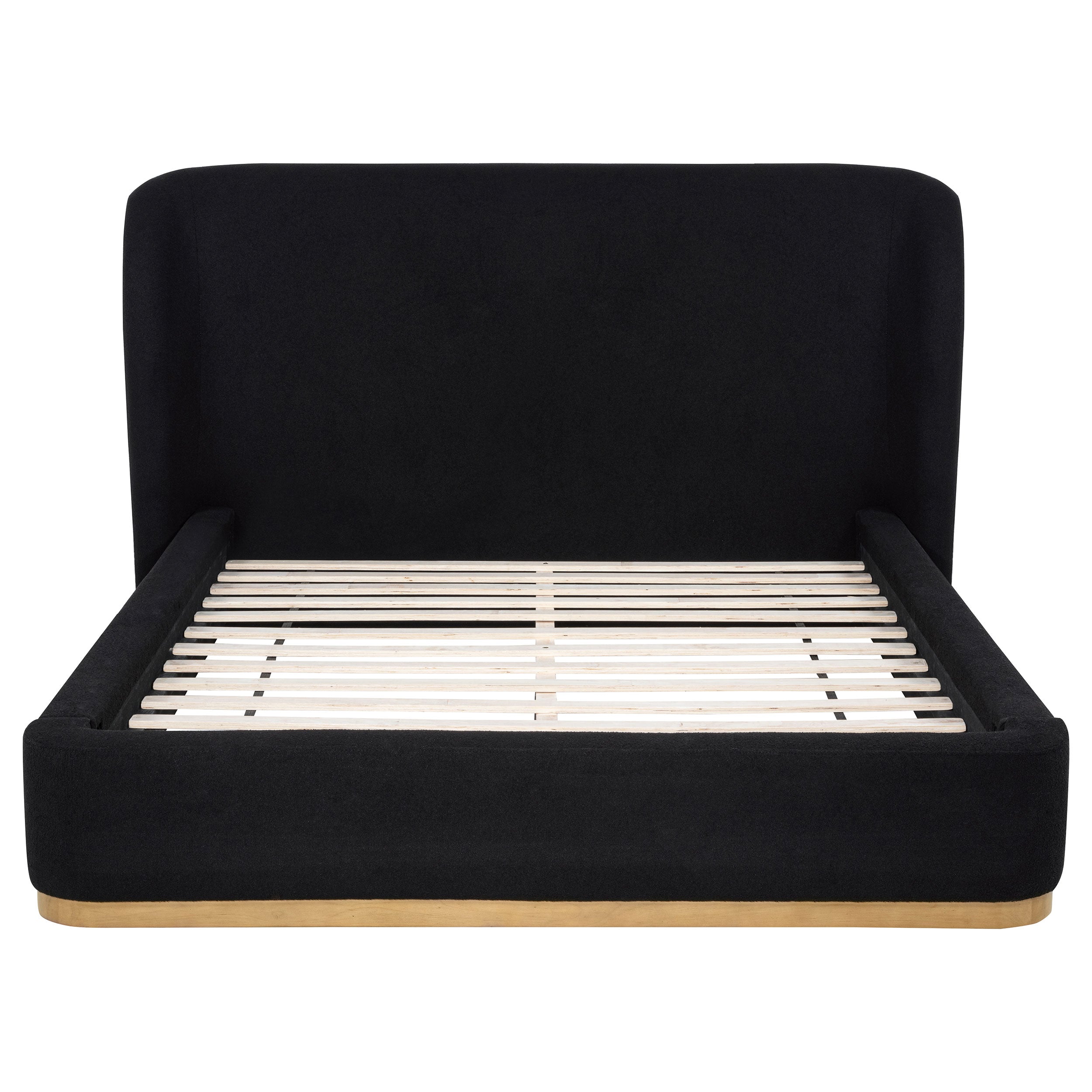 Blaire Upholstered Queen Wingback Platform Bed Black — view 4