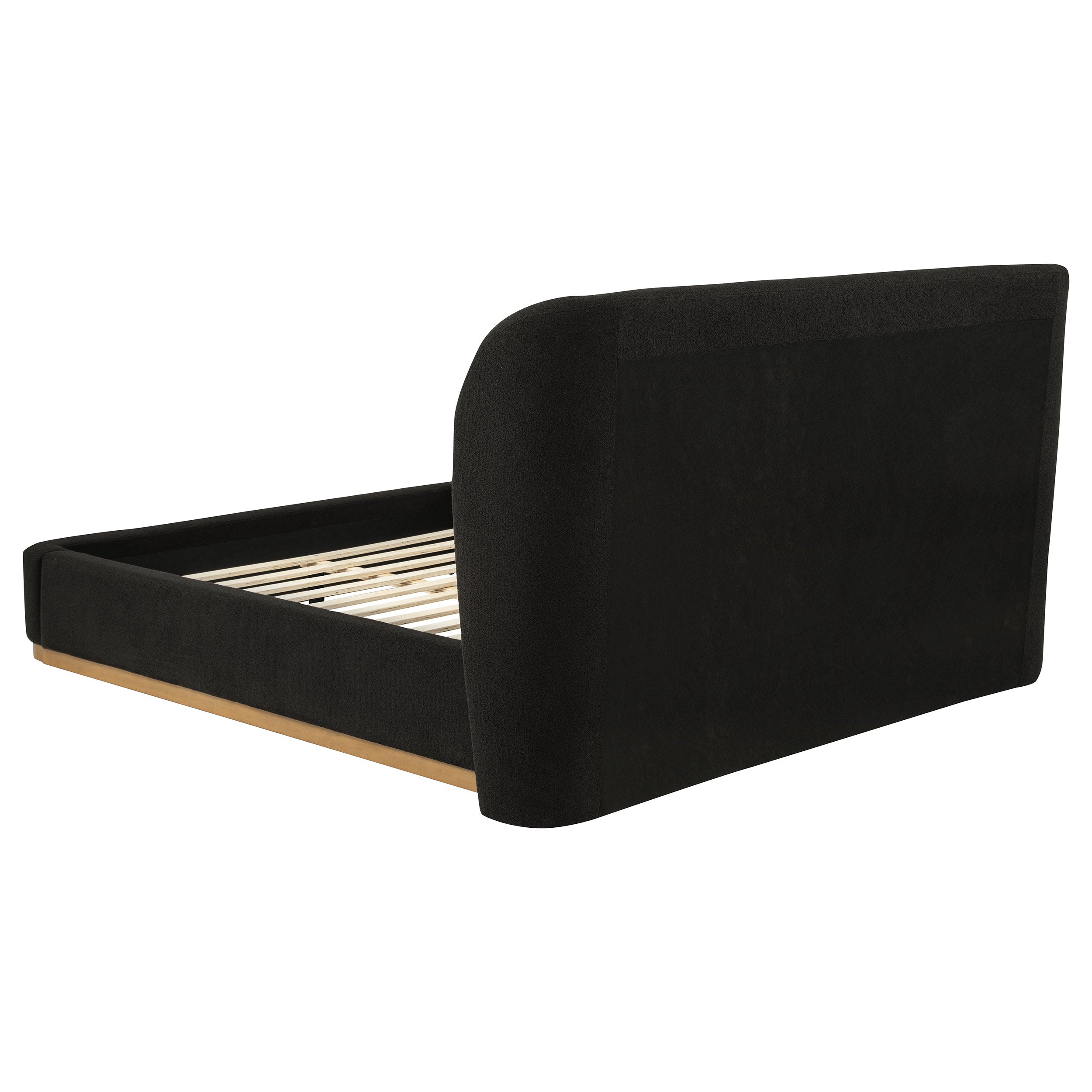 Blaire Upholstered Queen Wingback Platform Bed Black — view 5