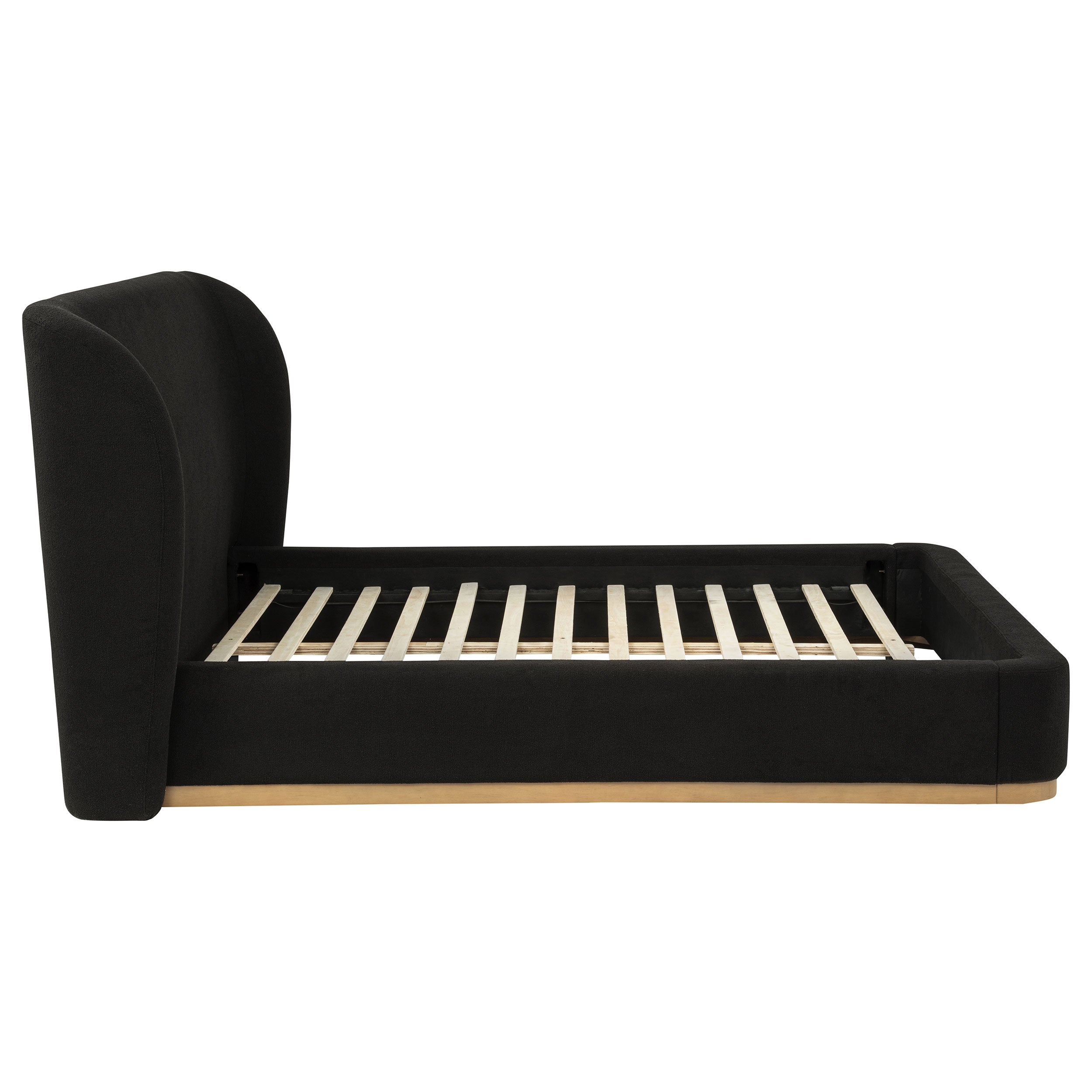 Blaire Upholstered Queen Wingback Platform Bed Black — view 6