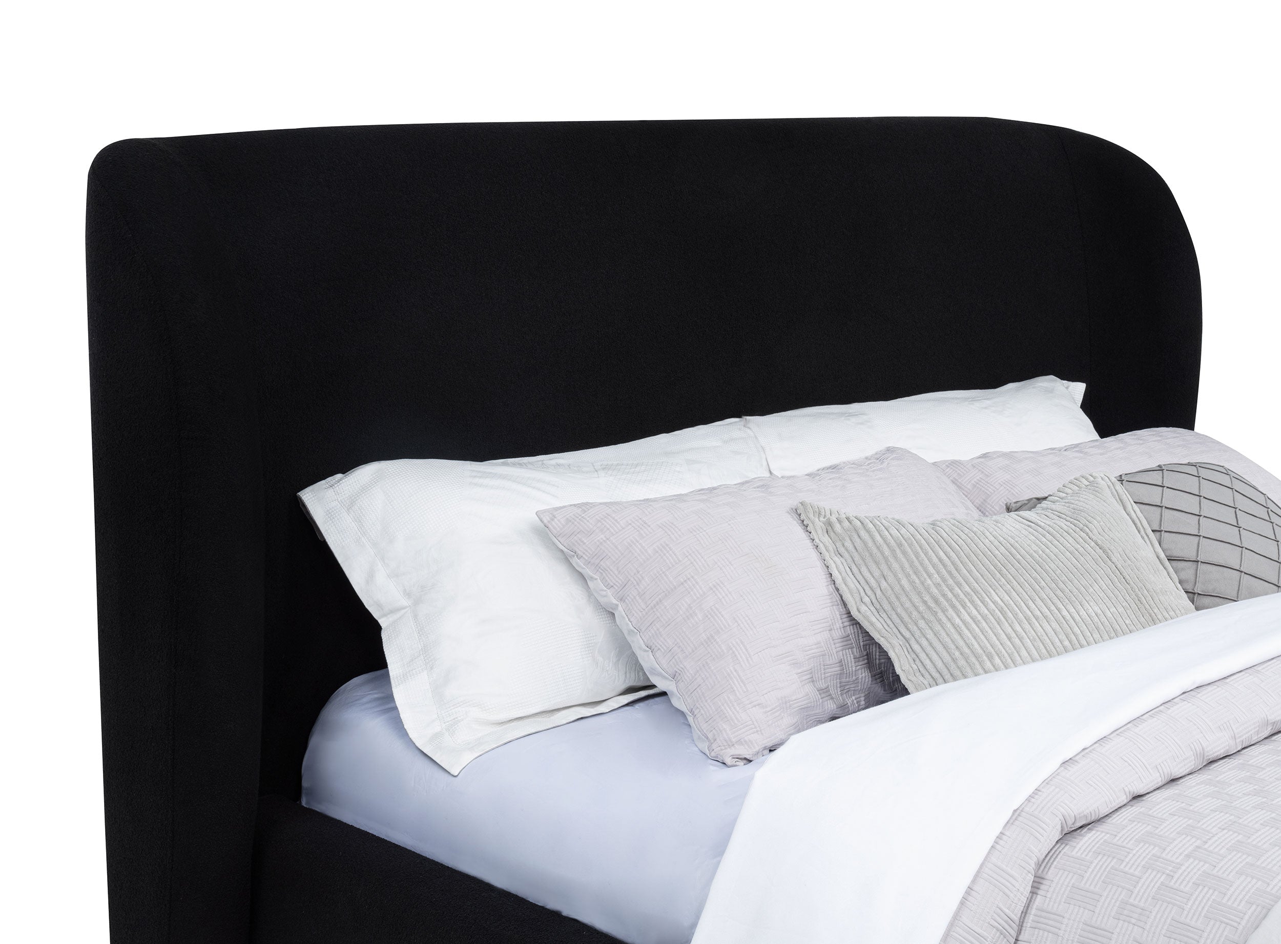 Blaire Upholstered Queen Wingback Platform Bed Black — view 7