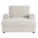 Oversized Chaise Lounge Indoor Rabbit Fur Sofa Bed With Storage Ottoman And Armrests Cup Holders With Deep Seat