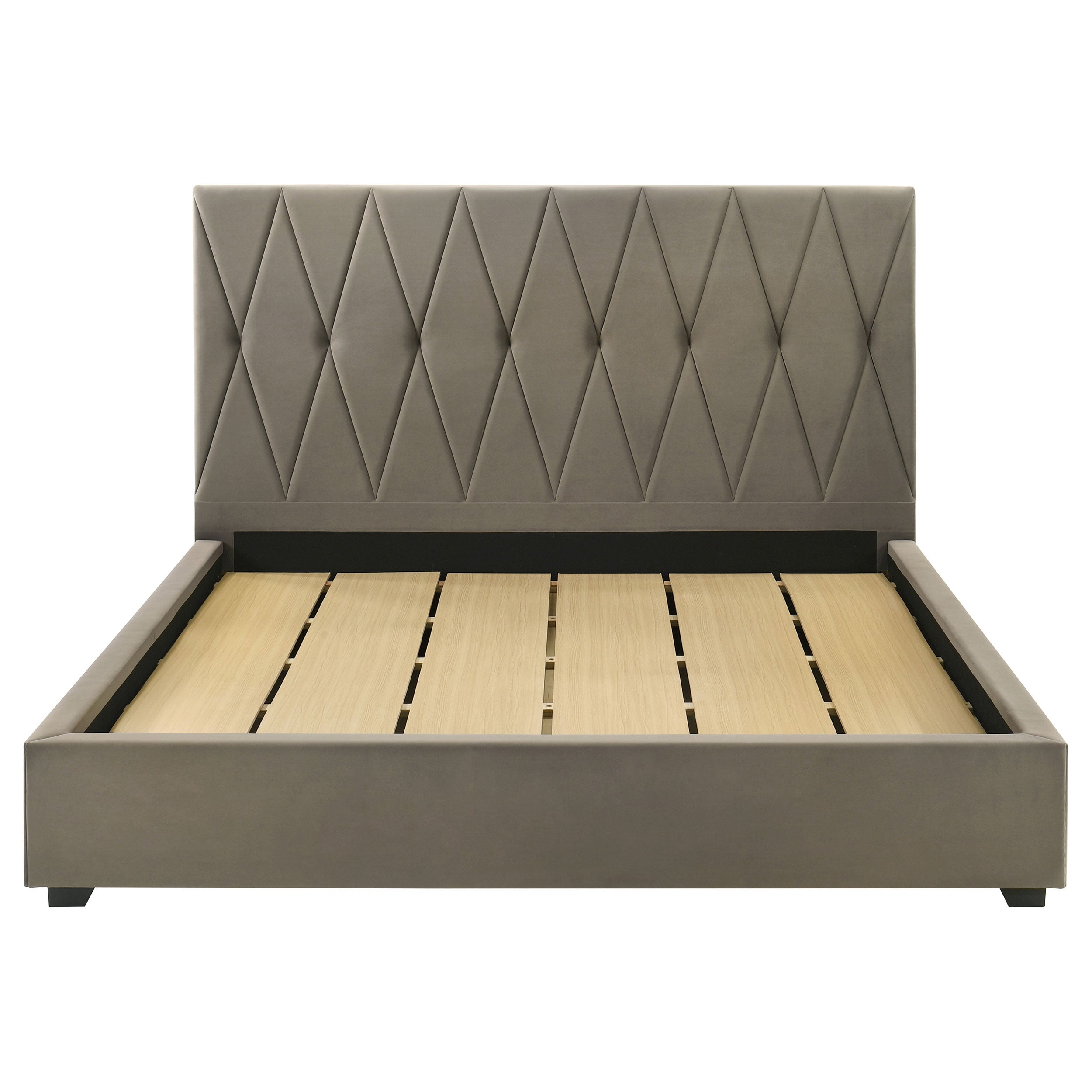 Delsea Upholstered Eastern King Platform Bed Light Brown — view 4