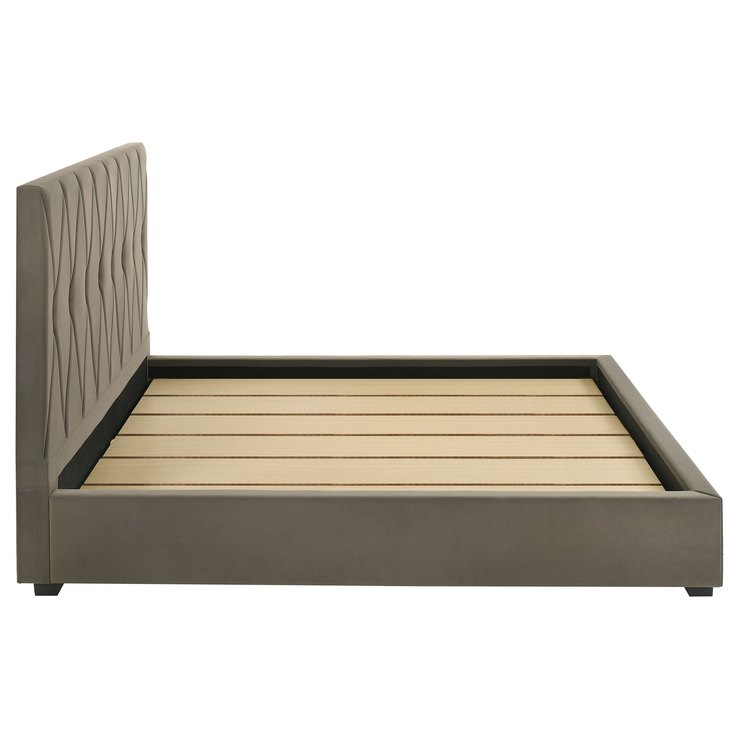 Delsea Upholstered Eastern King Platform Bed Light Brown — view 6