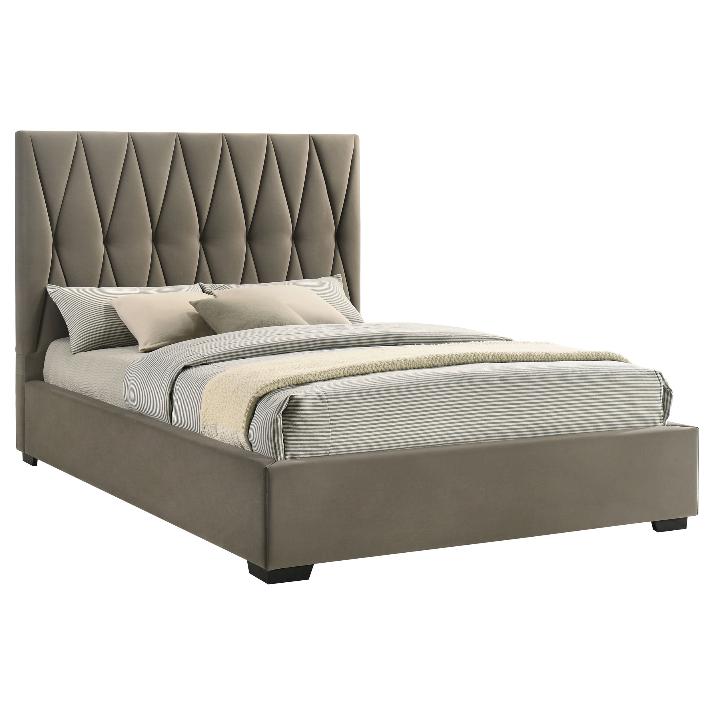 Delsea Upholstered Queen Panel Platform Bed Light Brown — view 3