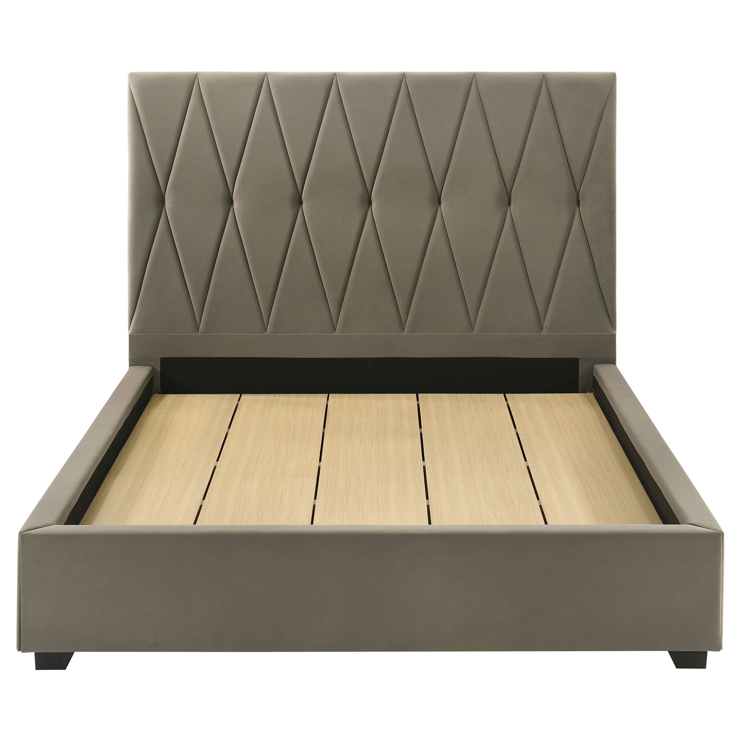 Delsea Upholstered Queen Panel Platform Bed Light Brown — view 4