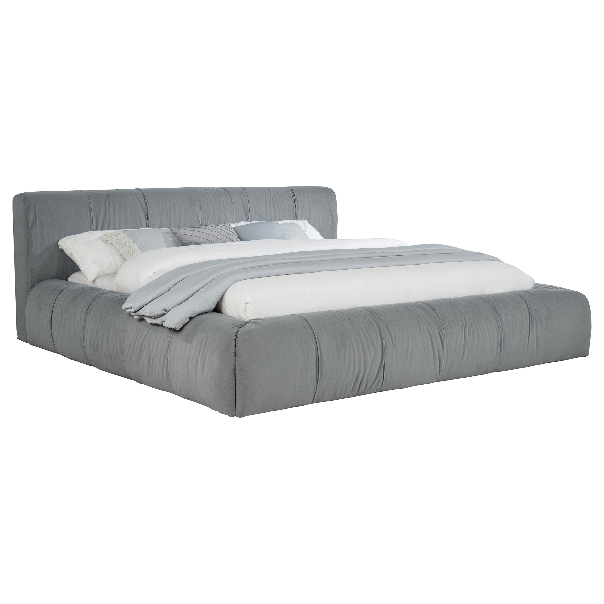 Wilshire Upholstered California King Platform Bed Grey — view 3