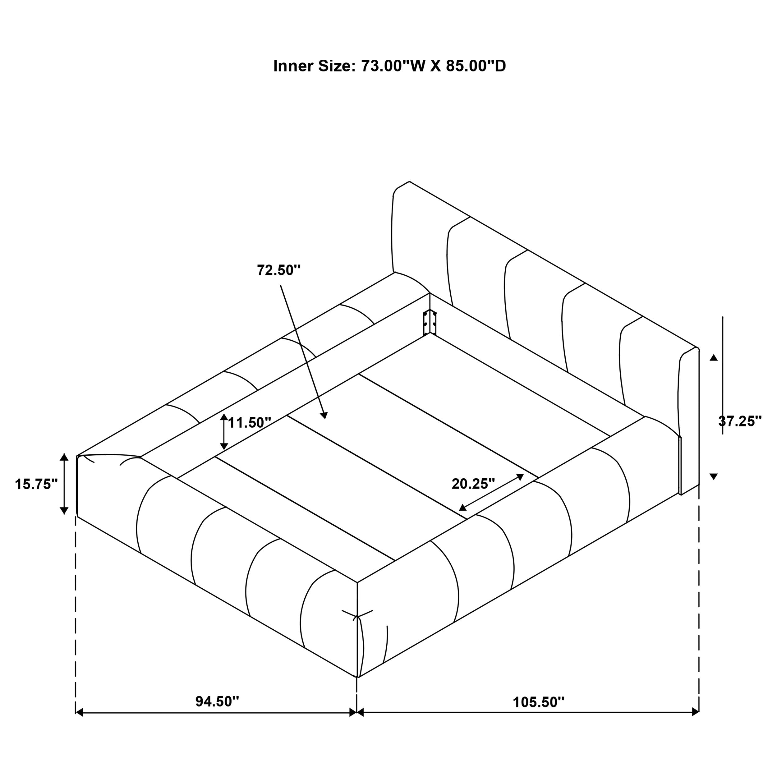 Wilshire Upholstered California King Platform Bed Grey — view 9