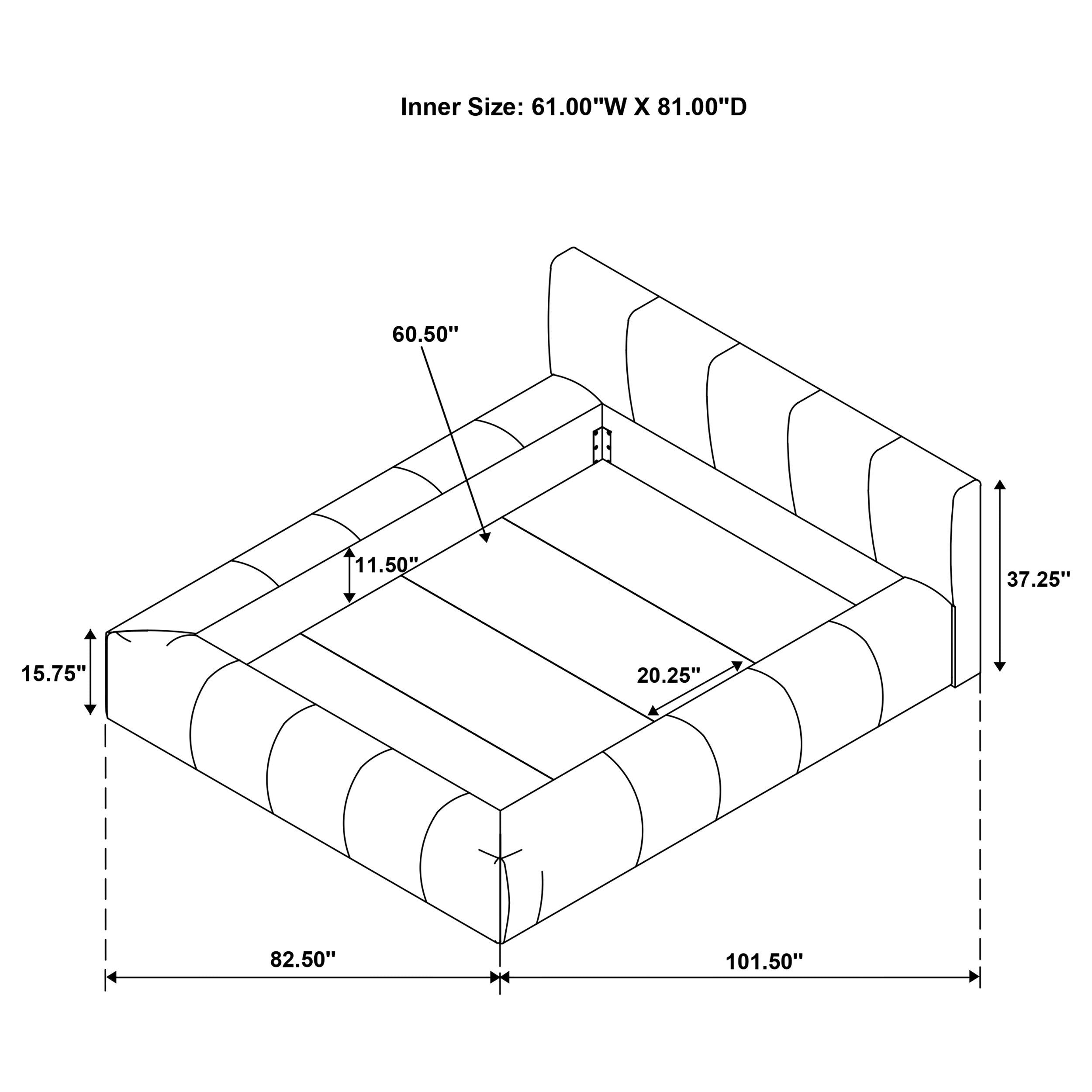 Wilshire Upholstered Queen Platform Bed Grey — view 7