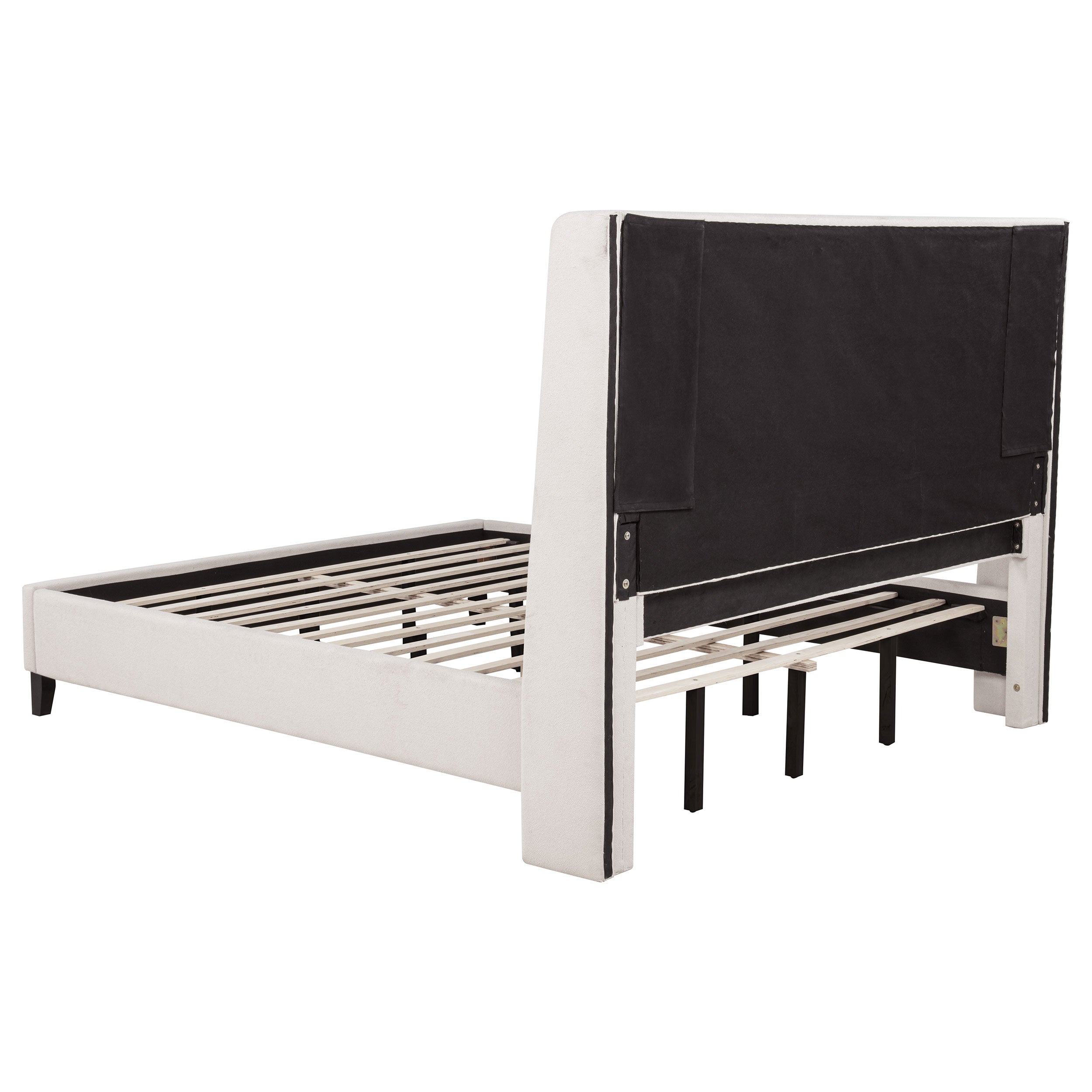 Leslie Upholstered Tufted California King Wingback Platform Bed Beige — view 4