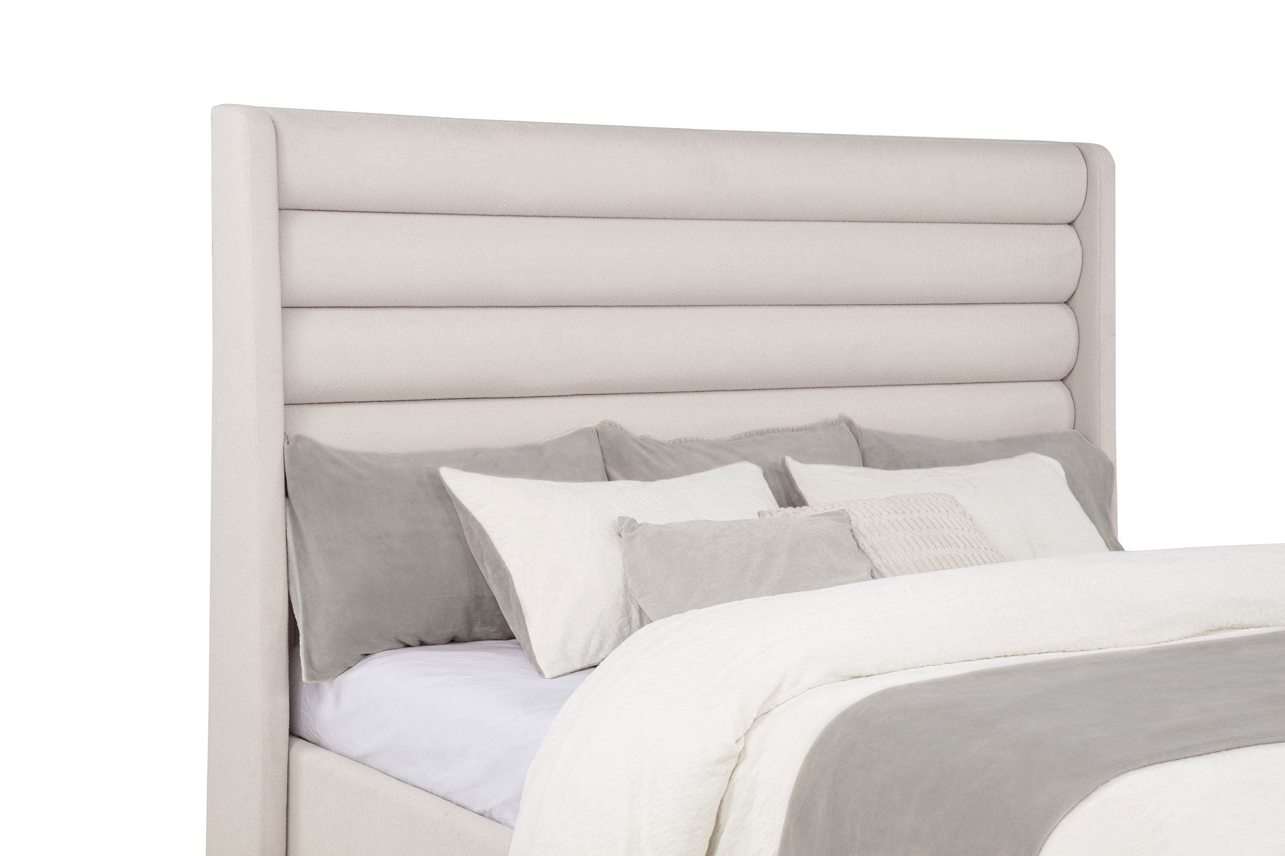 Leslie Upholstered Tufted California King Wingback Platform Bed Beige — view 6