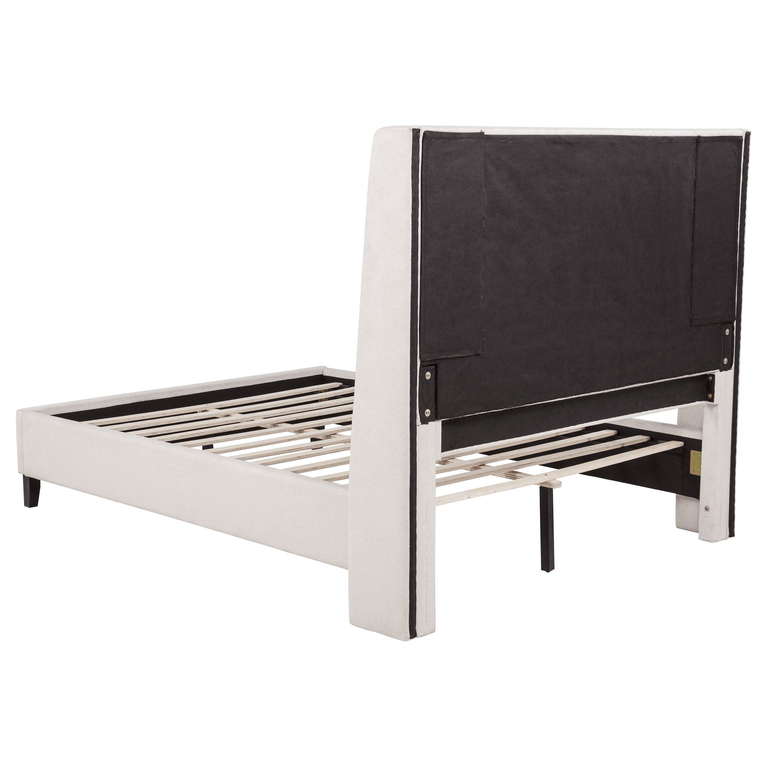 Leslie Upholstered Tufted Queen Wingback Platform Bed Beige — view 4