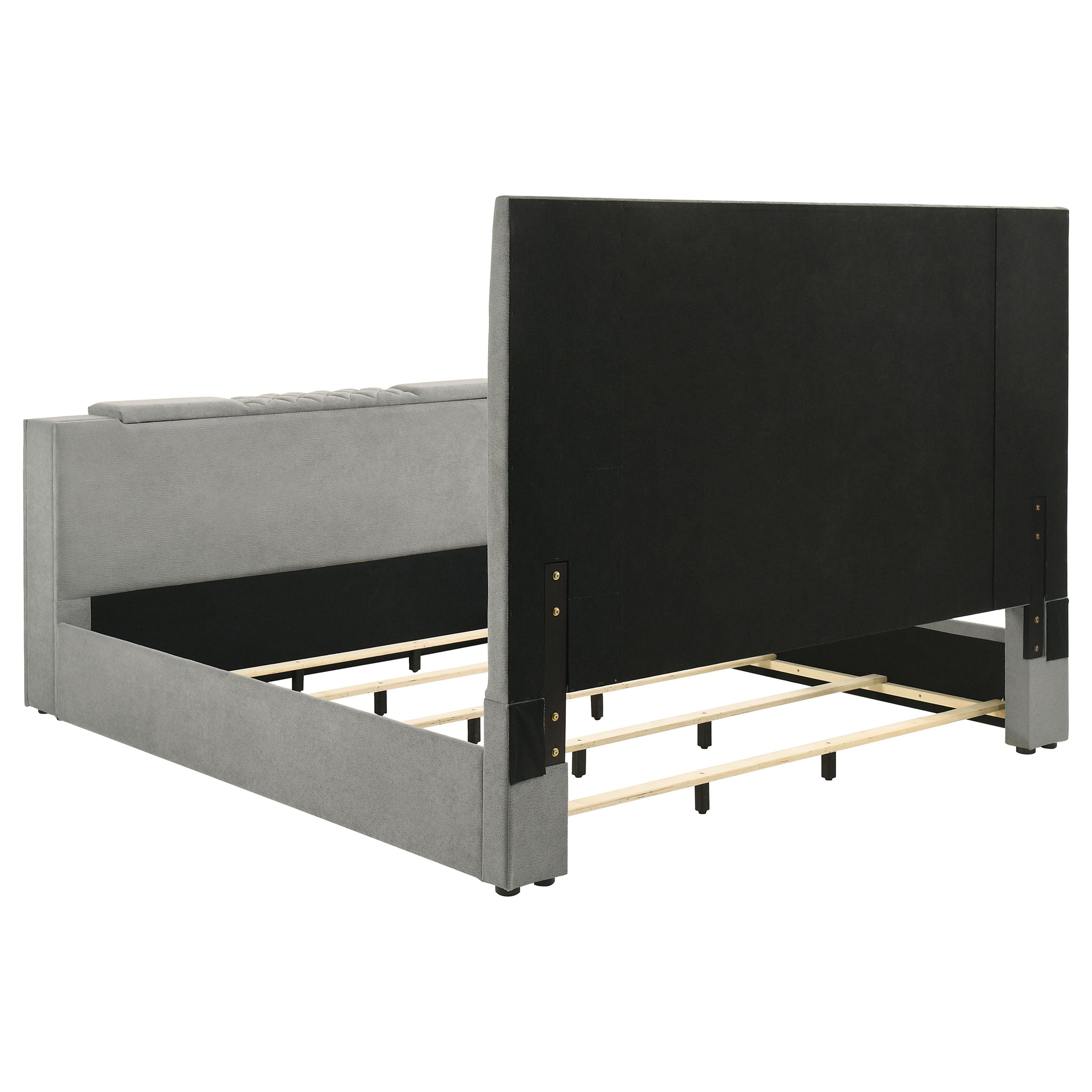 Tara 61-inch Upholstered Eastern King Panel TV Bed Grey — view 7