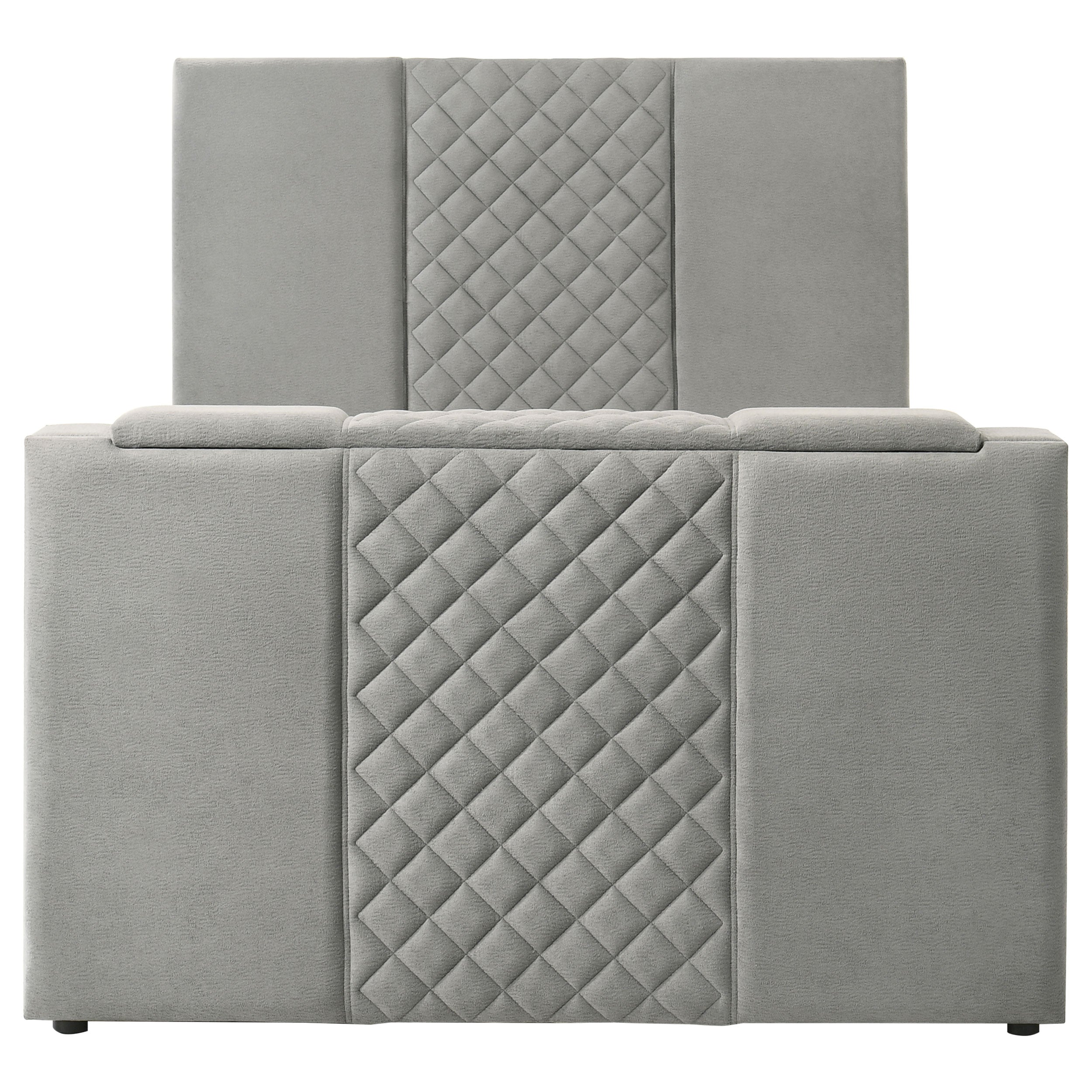 Tara 61-inch Upholstered Queen Panel TV Bed Grey — view 6