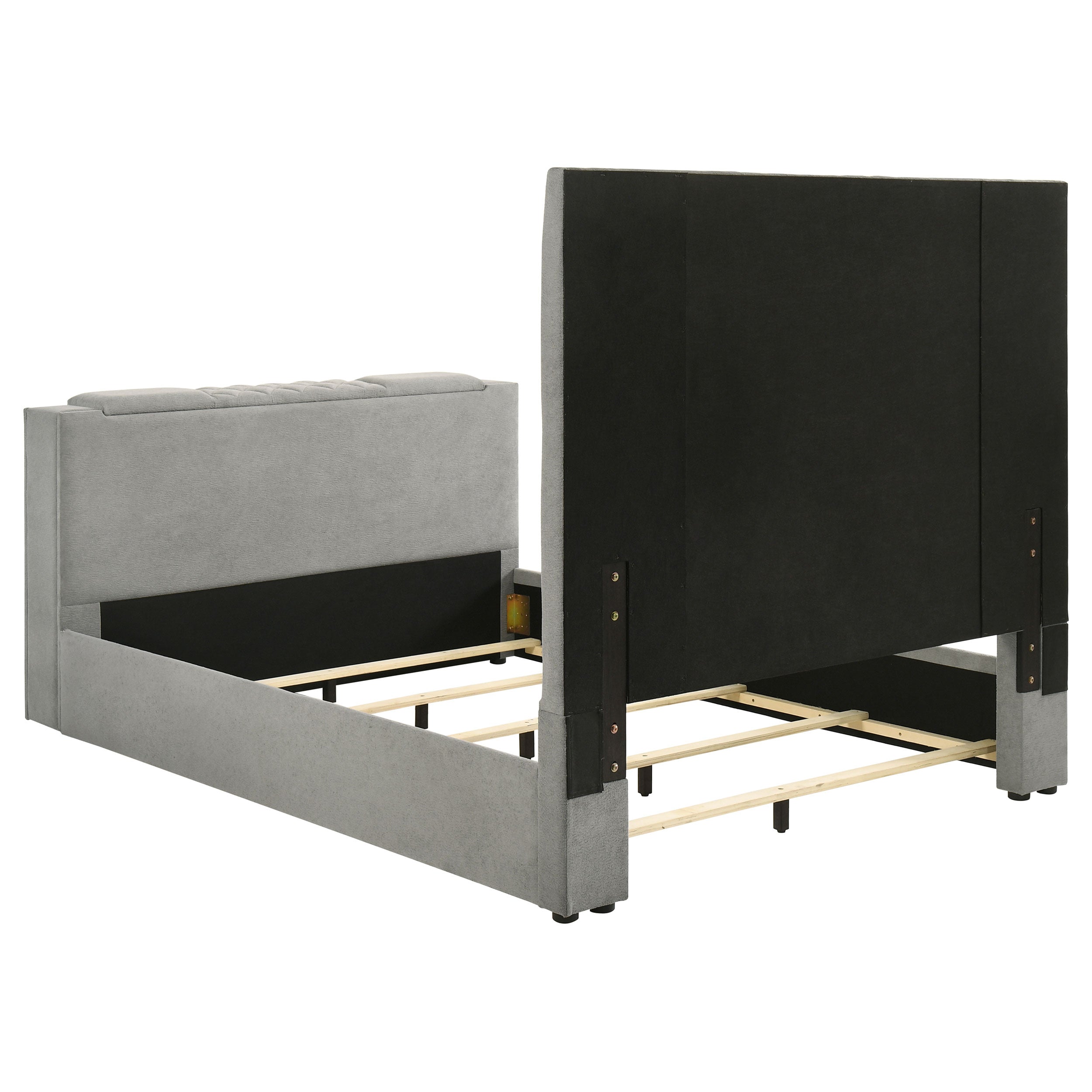 Tara 61-inch Upholstered Queen Panel TV Bed Grey — view 7
