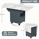 Versatile Wood Folding Dining Table With Wheels, Storage Rack & Drawer, Space Saving Design - White