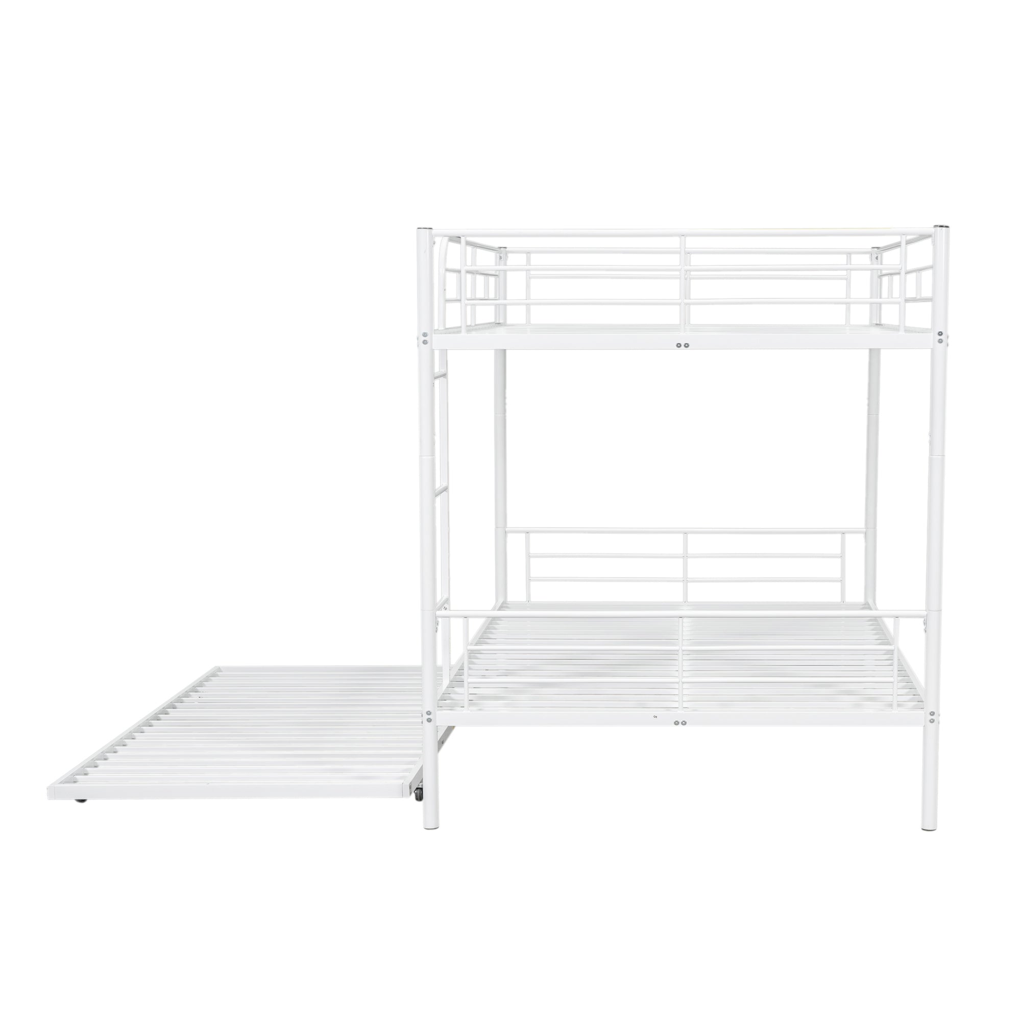 Full Over Full Metal Bunk Bed with Trundle, White - Atlantic Fine Furniture Melbourne FL
