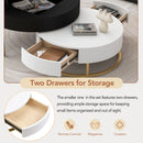Modern Round Lift-Top Nesting Coffee Tables With 2 Drawers