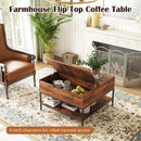 Rustic Flip Top Coffee Table With Hidden Storage - Black / Brown