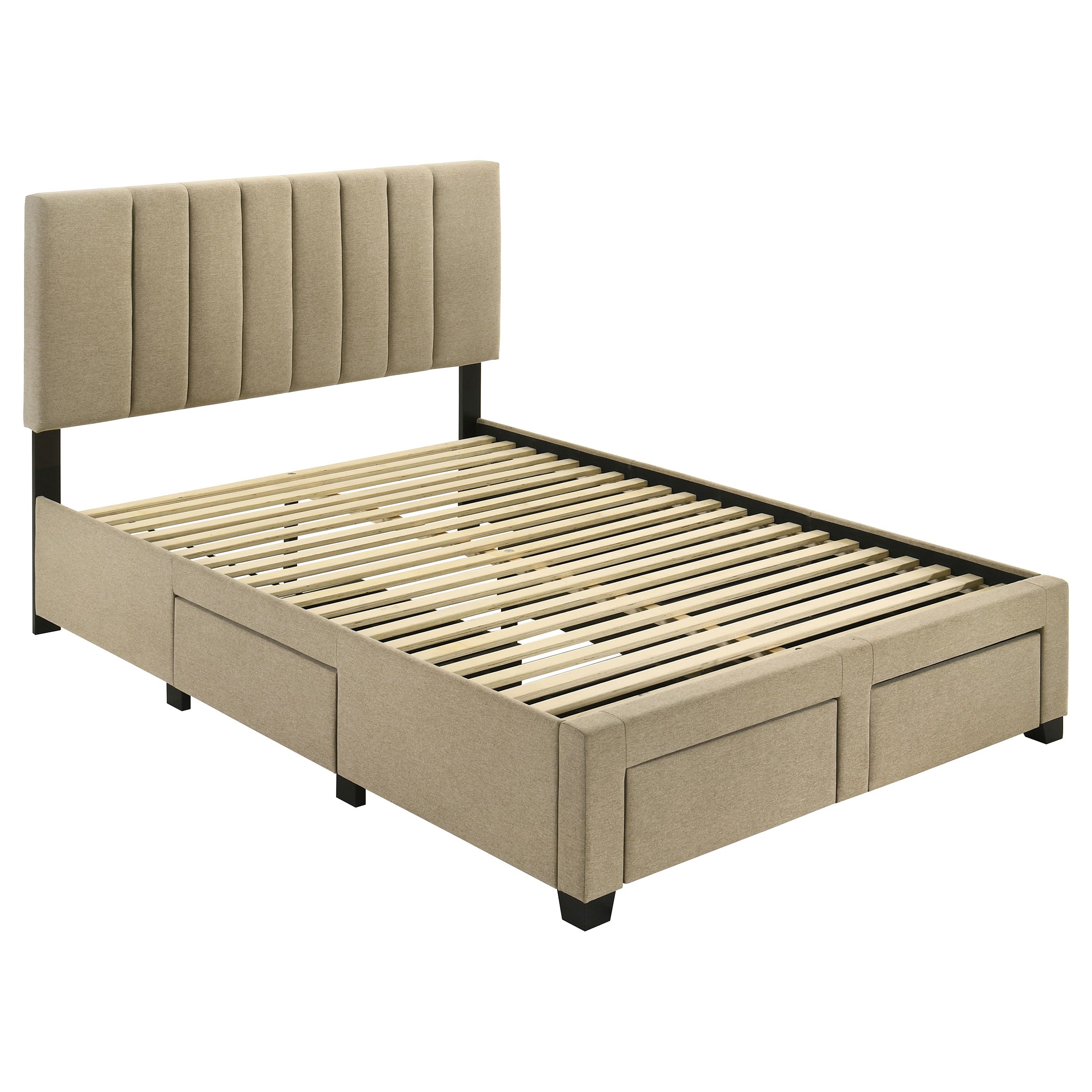 Wheatland 4-drawer Upholstered Full Storage Bed Light Brown — view 4