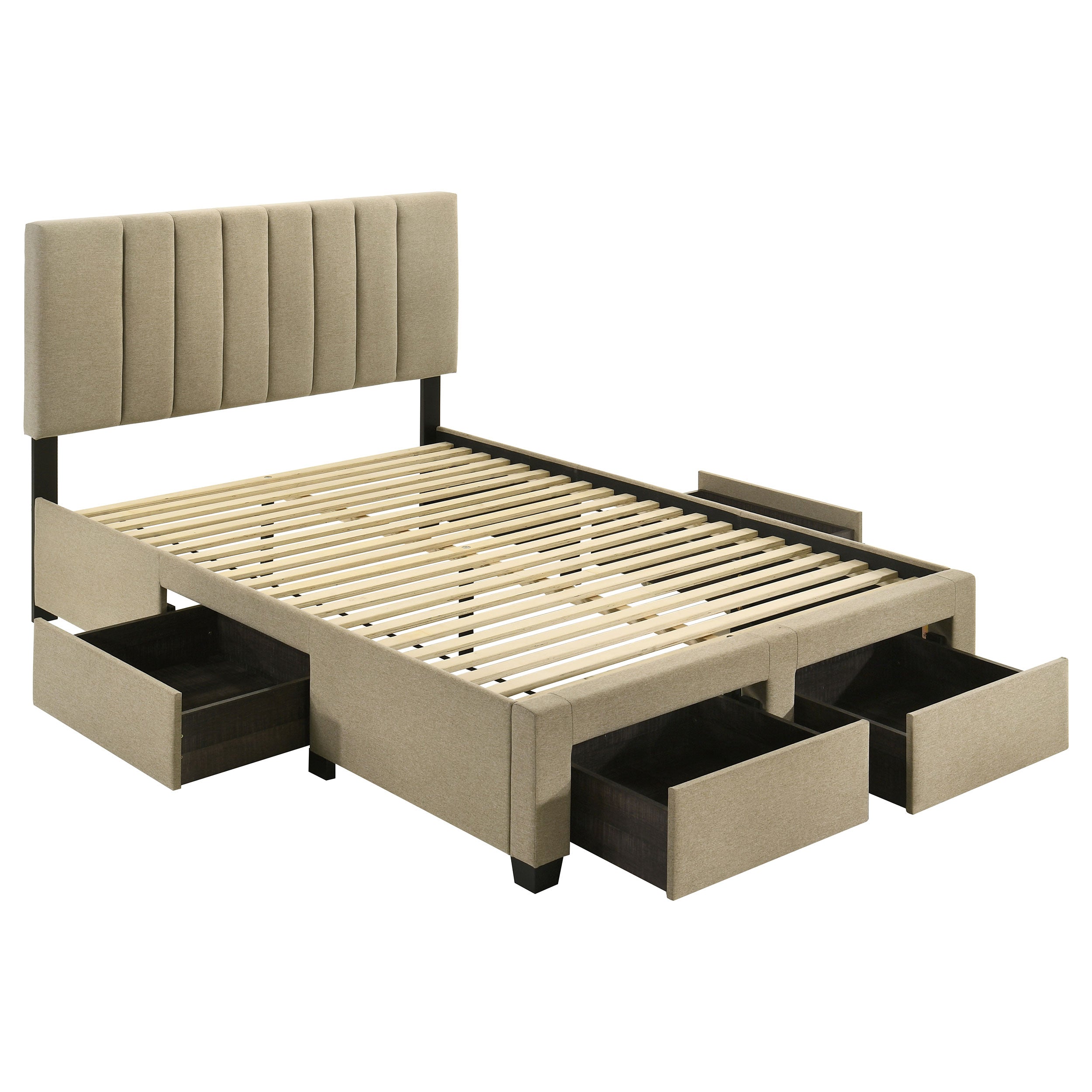 Wheatland 4-drawer Upholstered Full Storage Bed Light Brown — view 1