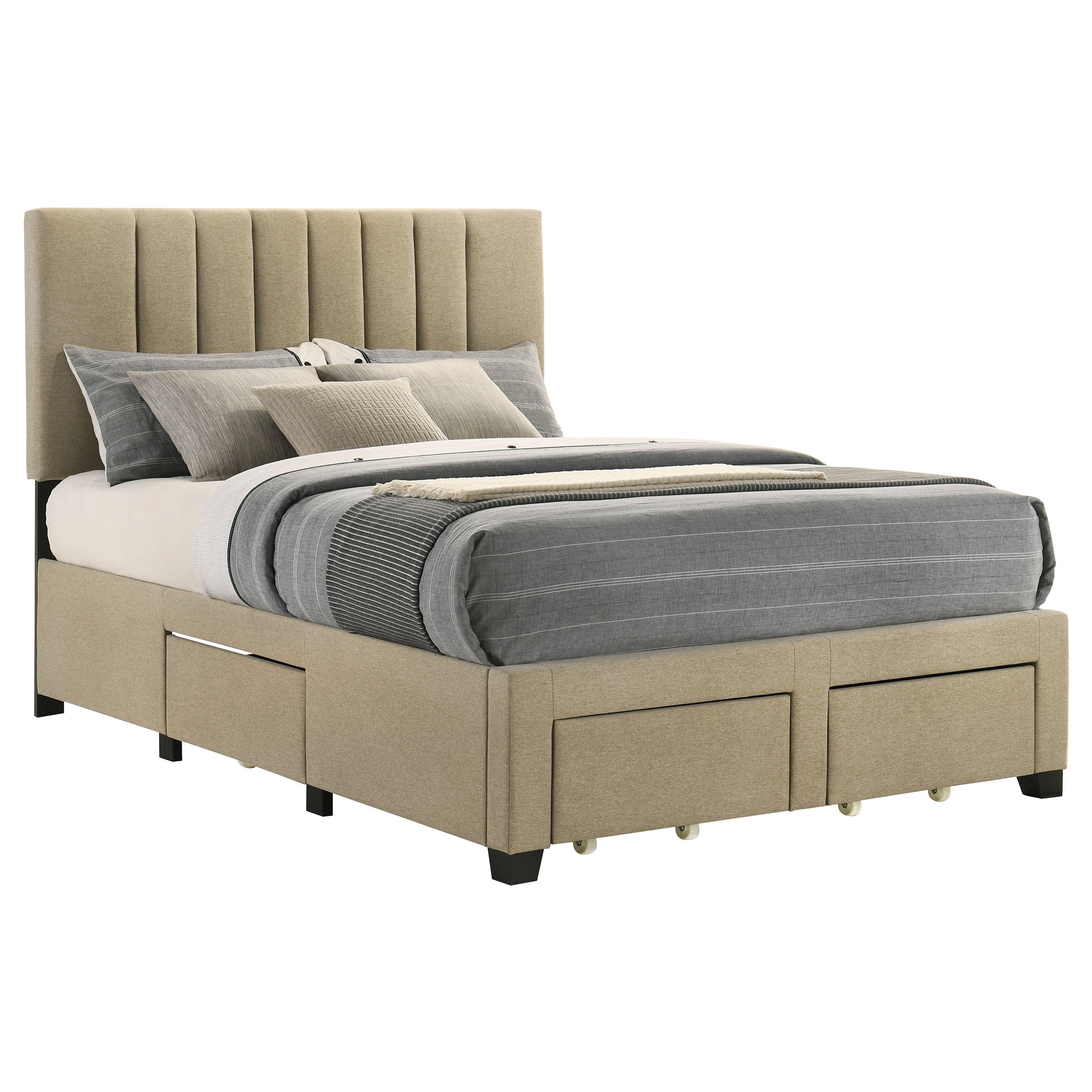 Wheatland 4-drawer Upholstered Full Storage Bed Light Brown — view 5