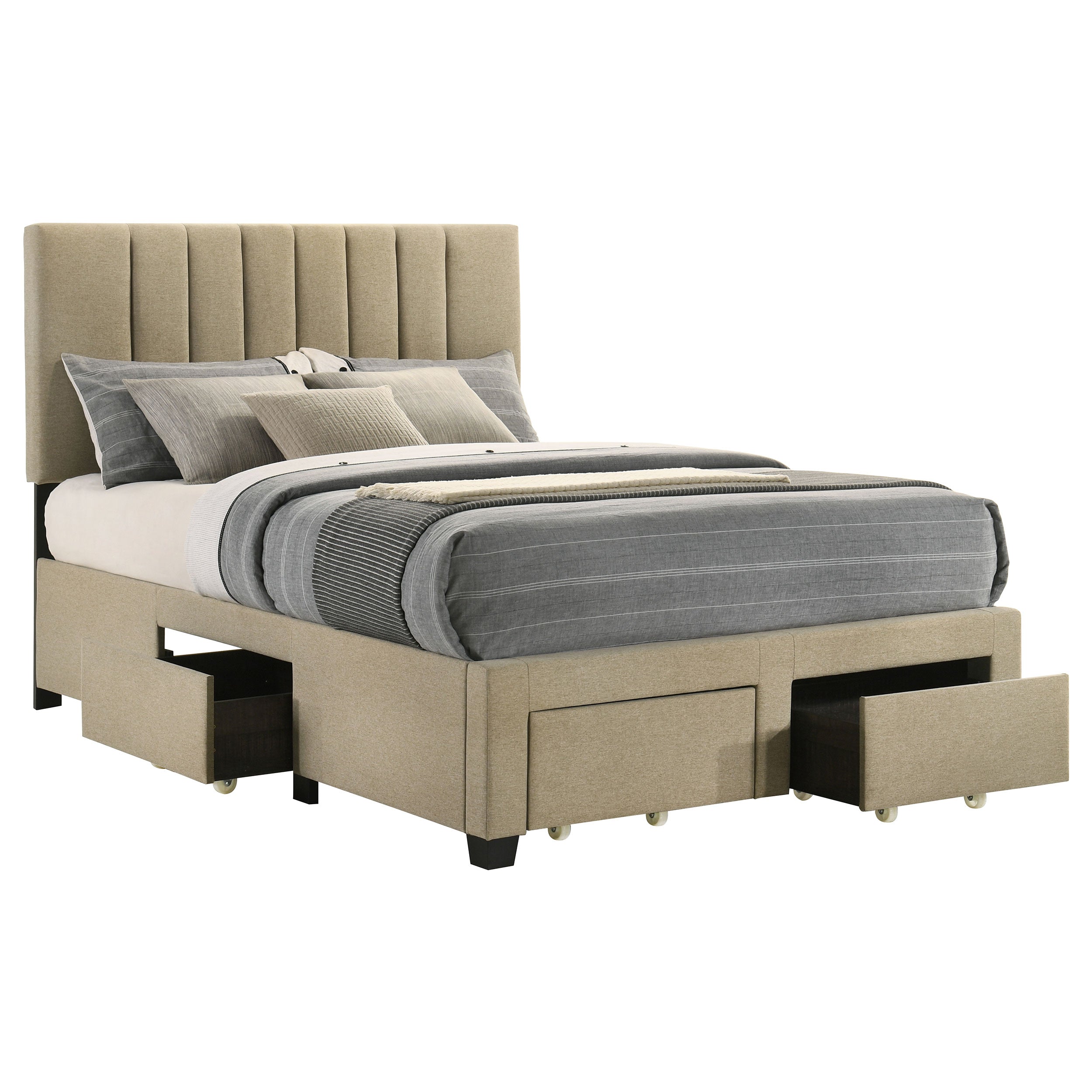 Wheatland 4-drawer Upholstered Full Storage Bed Light Brown — view 6
