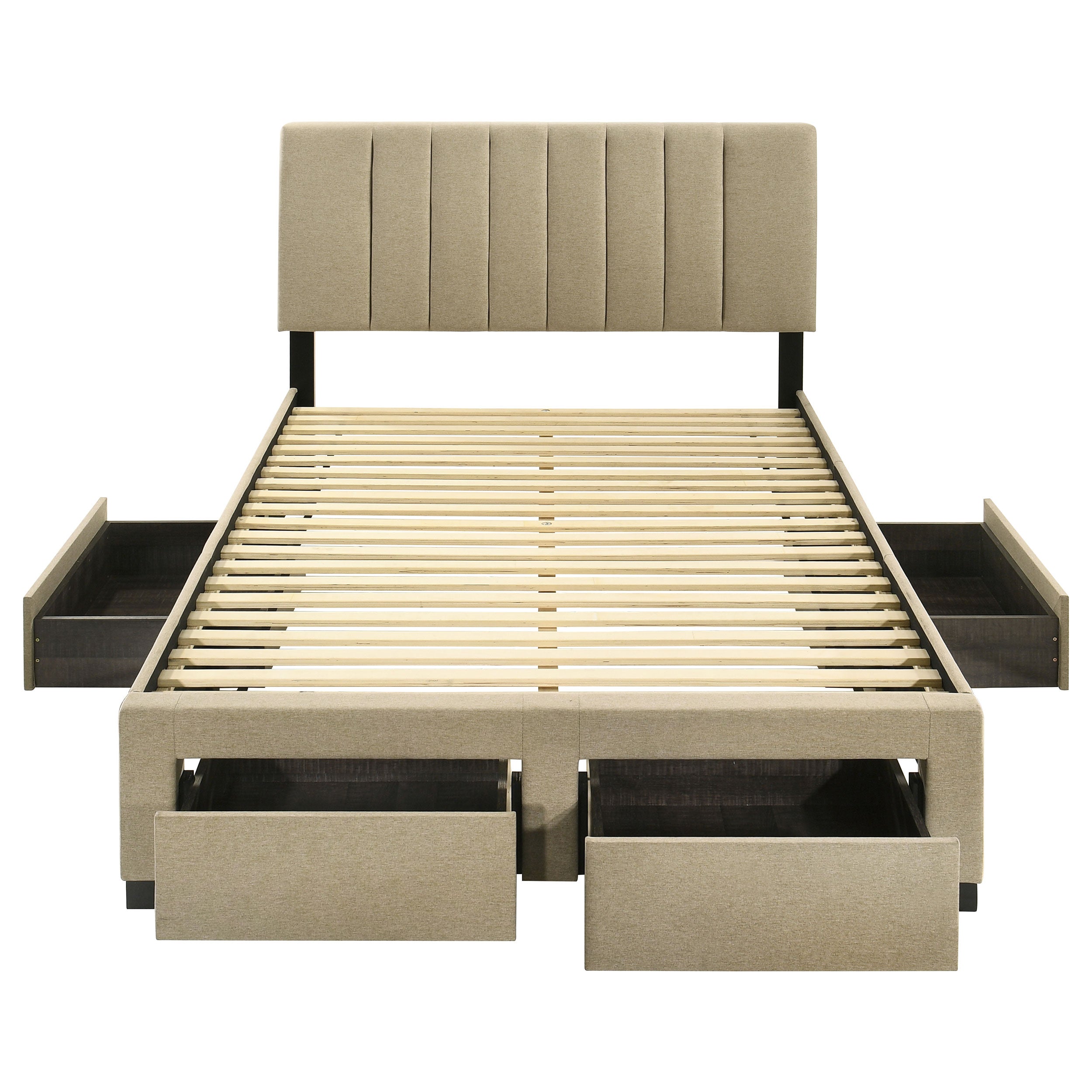 Wheatland 4-drawer Upholstered Full Storage Bed Light Brown — view 8