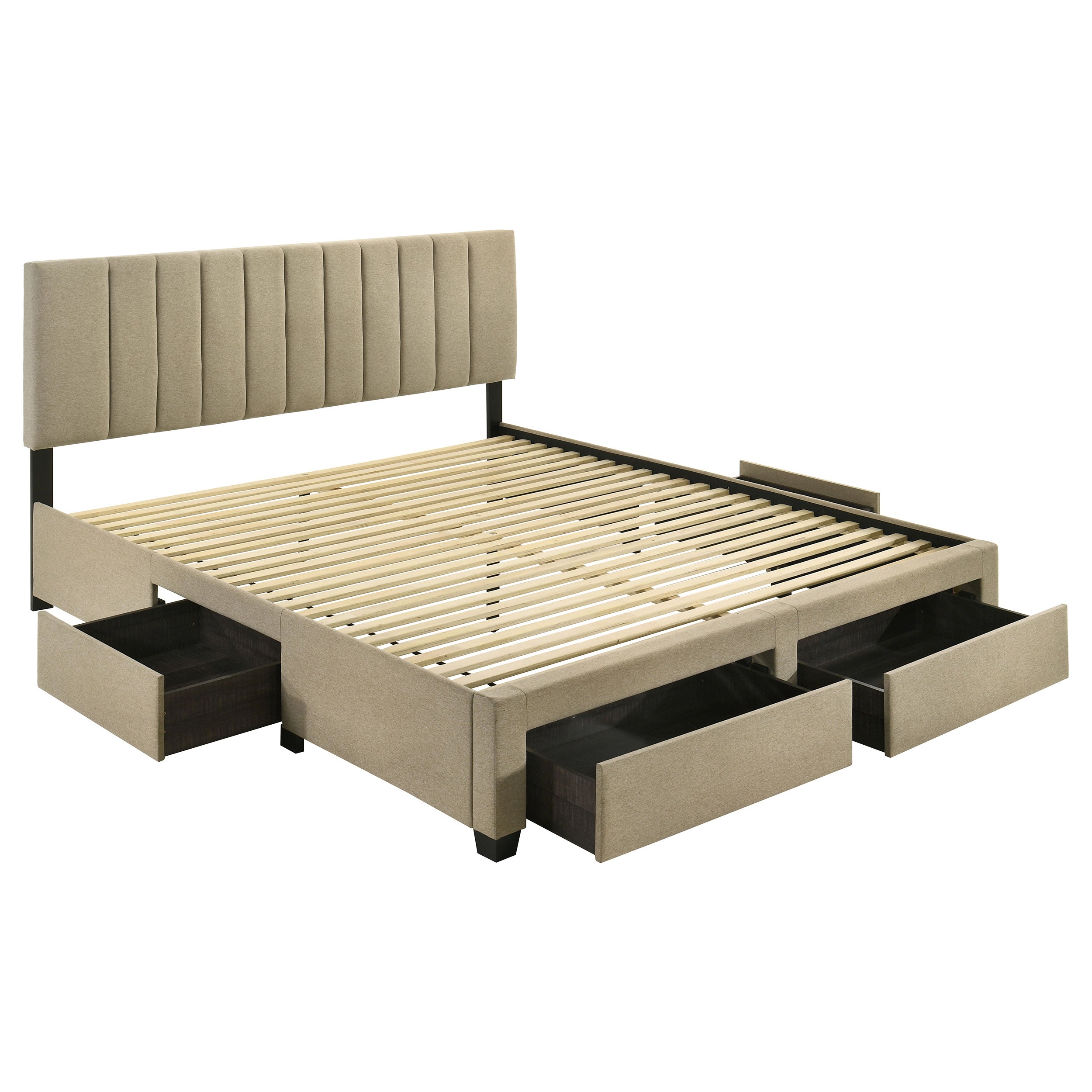Wheatland 4-drawer Upholstered Eastern King Storage Bed Brown — view 1